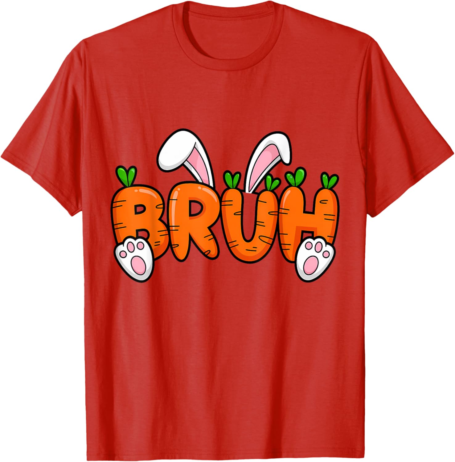 Bruh Meme Teens Boys Kids Bunny Rabbit Carrot Easter Day T-Shirt