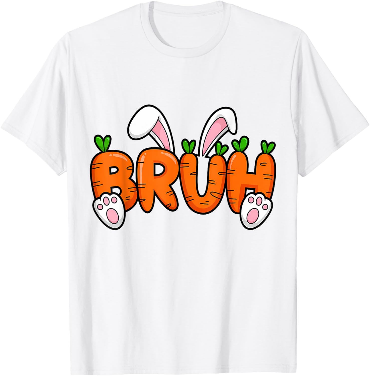 Bruh Meme Teens Boys Kids Bunny Rabbit Carrot Easter Day T-Shirt