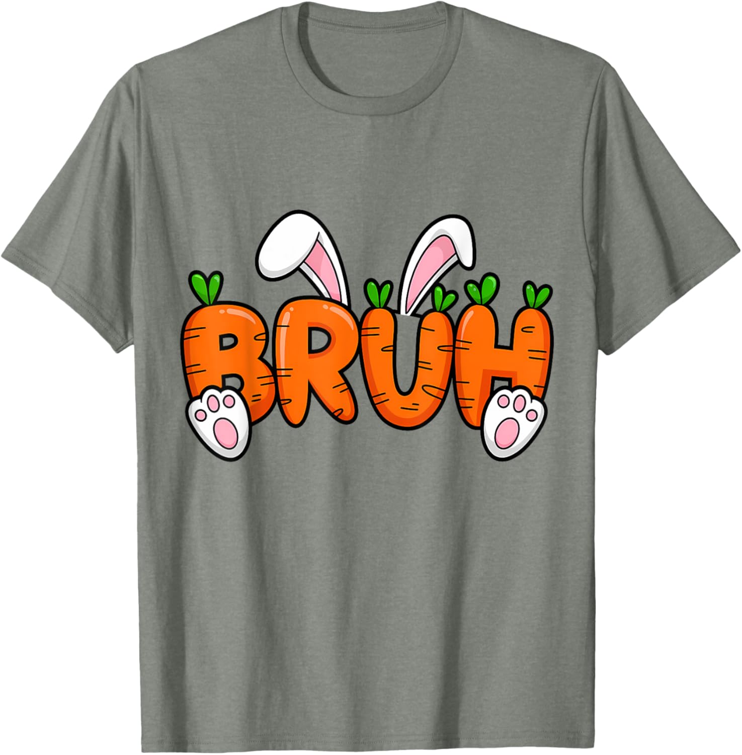 Bruh Meme Teens Boys Kids Bunny Rabbit Carrot Easter Day T-Shirt