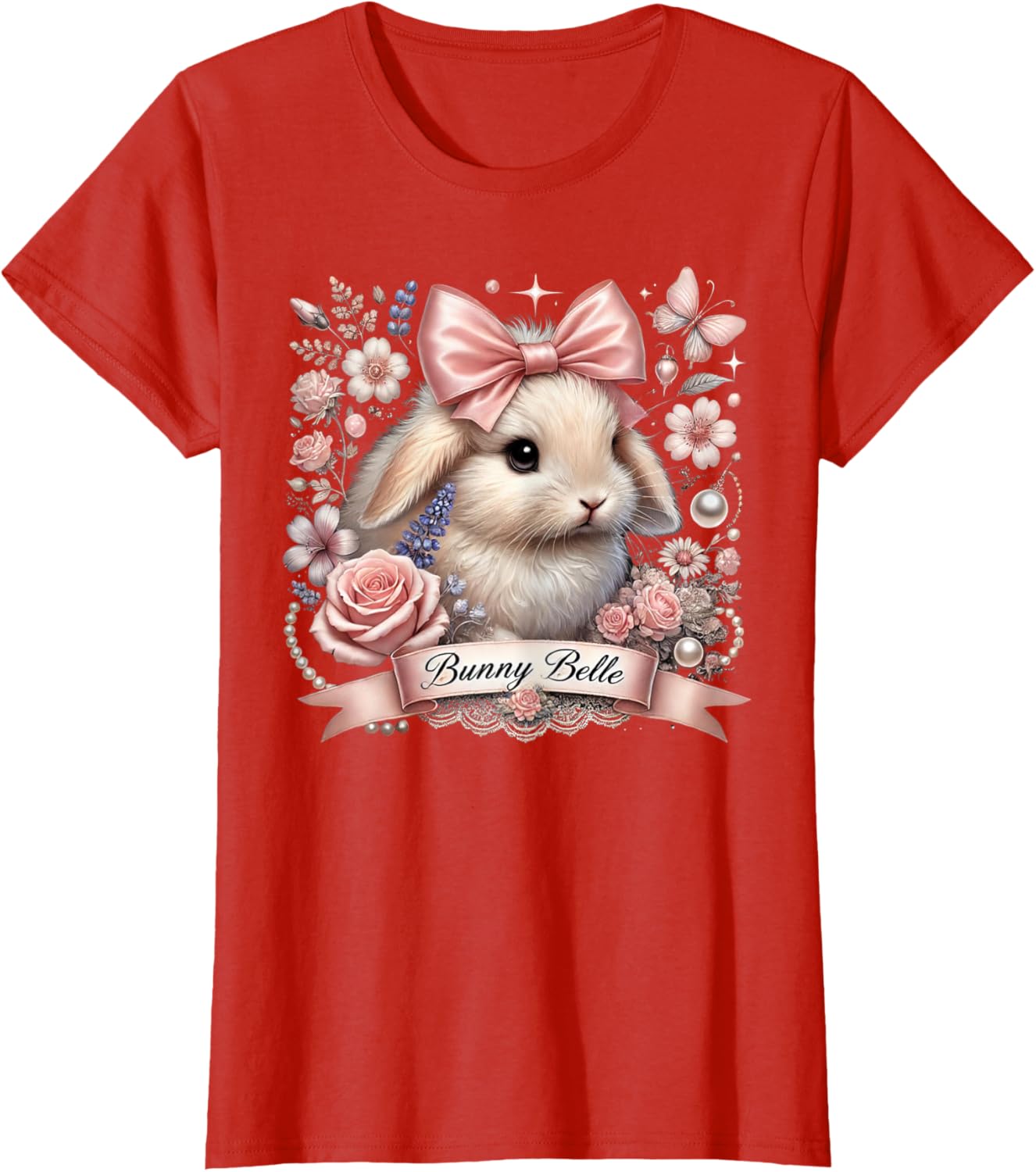 Bunny Belle Coquette Easter Cute Pink Bow Bunny Aesthetic T-Shirt