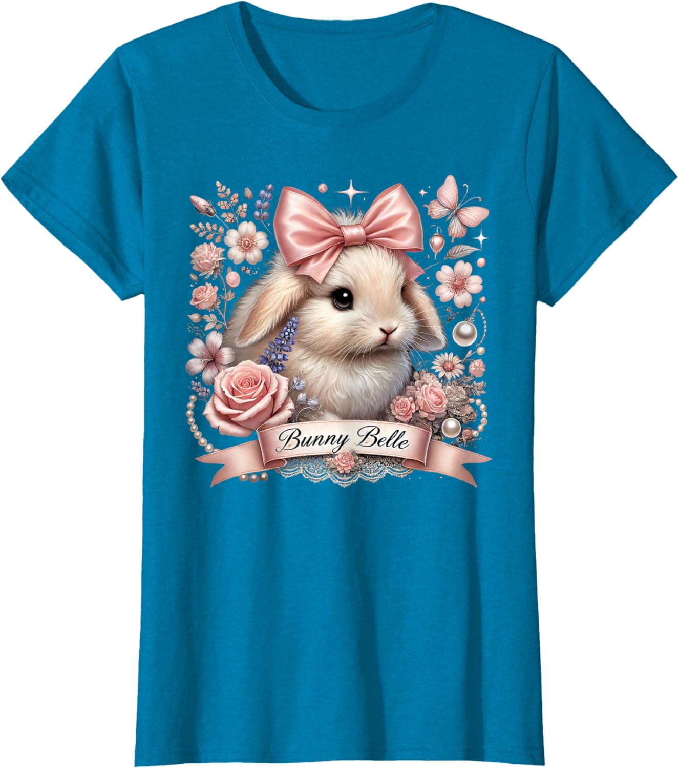 Bunny Belle Coquette Easter Cute Pink Bow Bunny Aesthetic T-Shirt