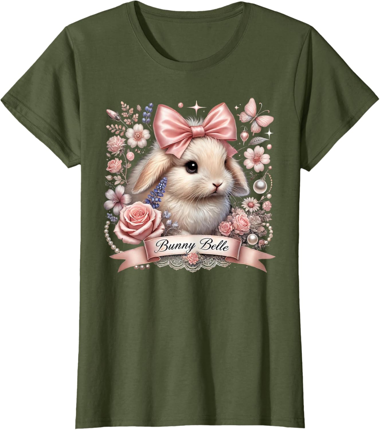 Bunny Belle Coquette Easter Cute Pink Bow Bunny Aesthetic T-Shirt