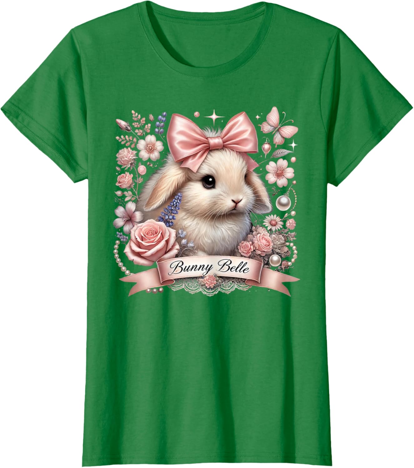 Bunny Belle Coquette Easter Cute Pink Bow Bunny Aesthetic T-Shirt