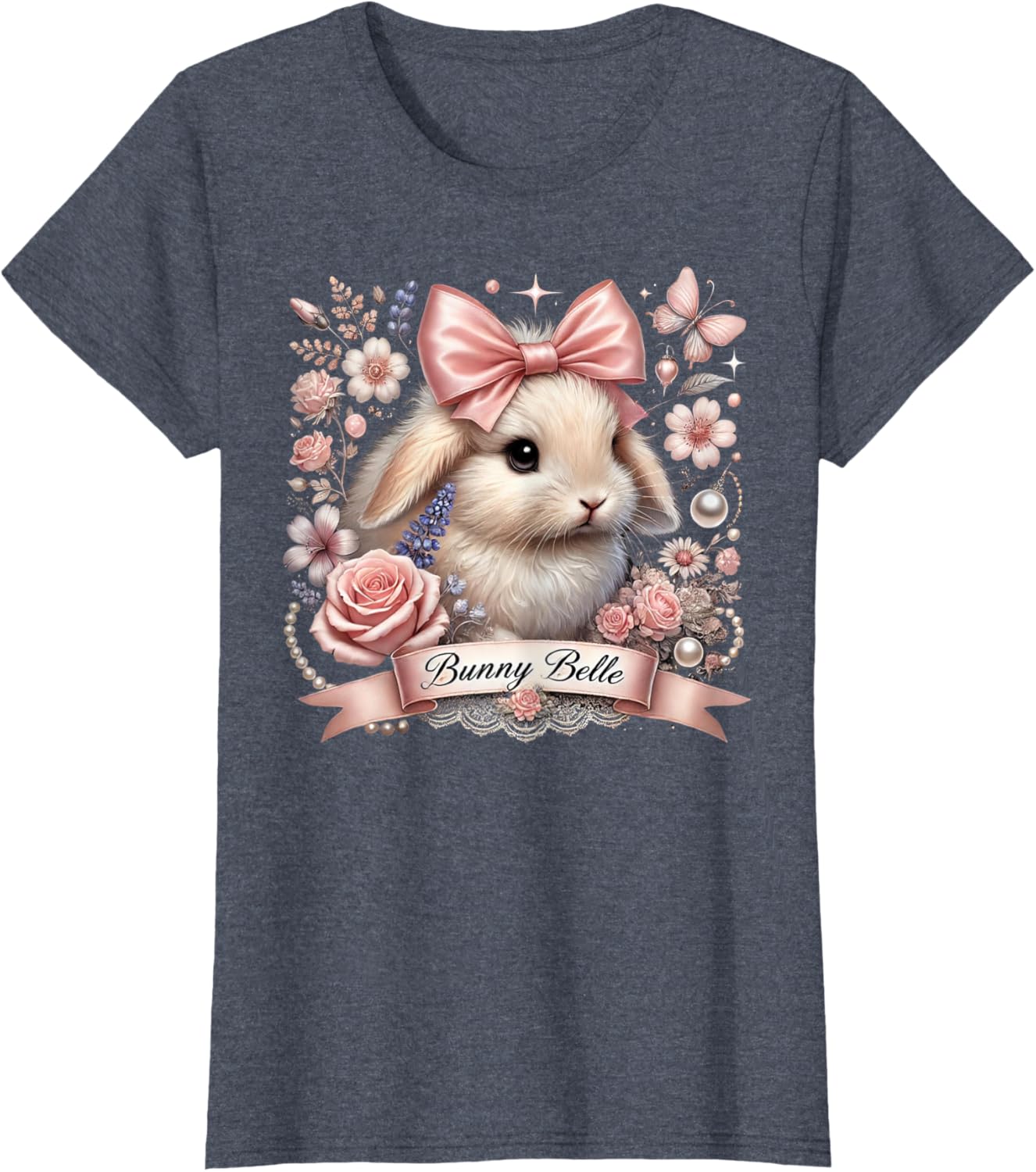 Bunny Belle Coquette Easter Cute Pink Bow Bunny Aesthetic T-Shirt