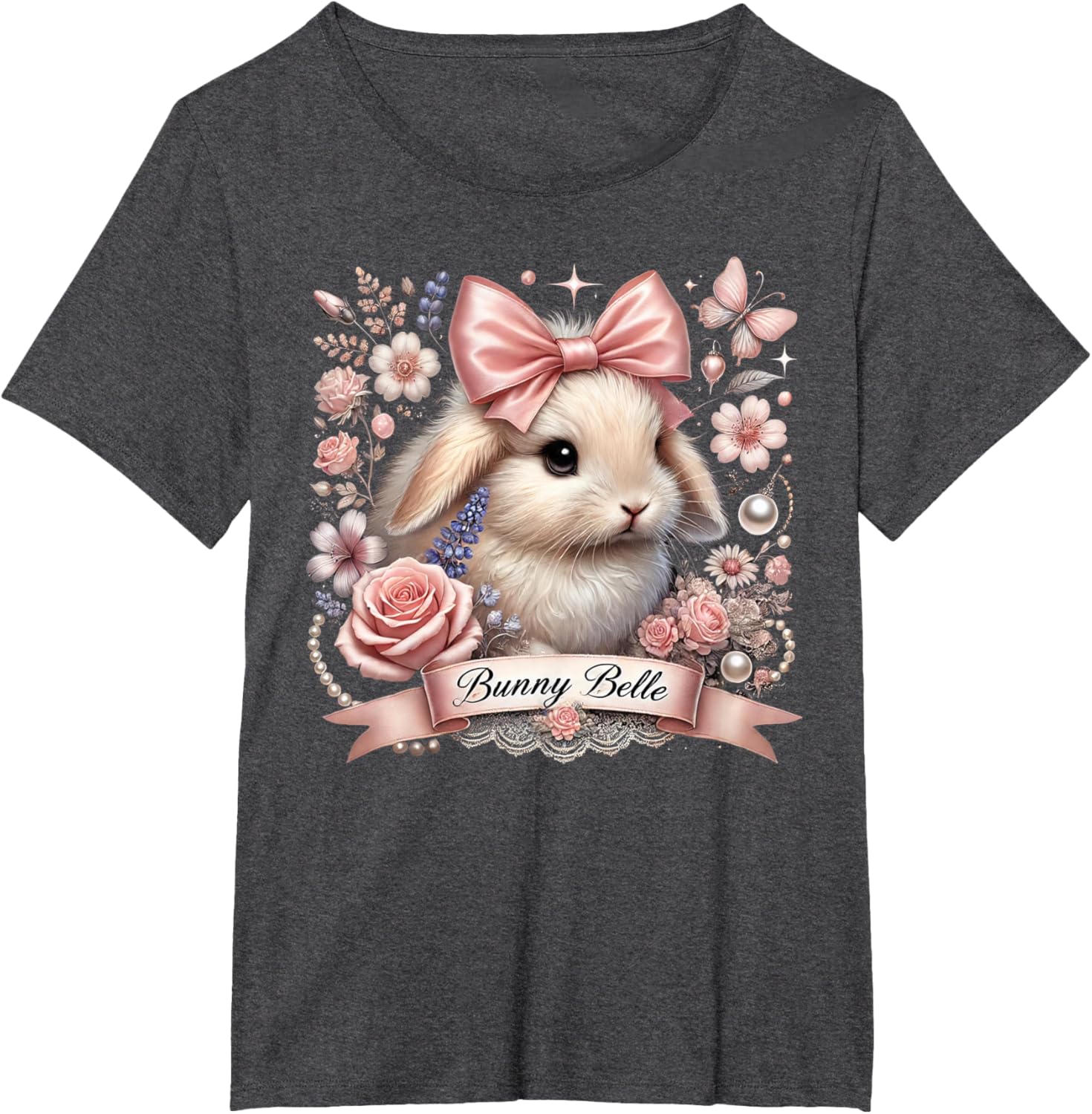 Bunny Belle Coquette Easter Cute Pink Bow Bunny Aesthetic T-Shirt