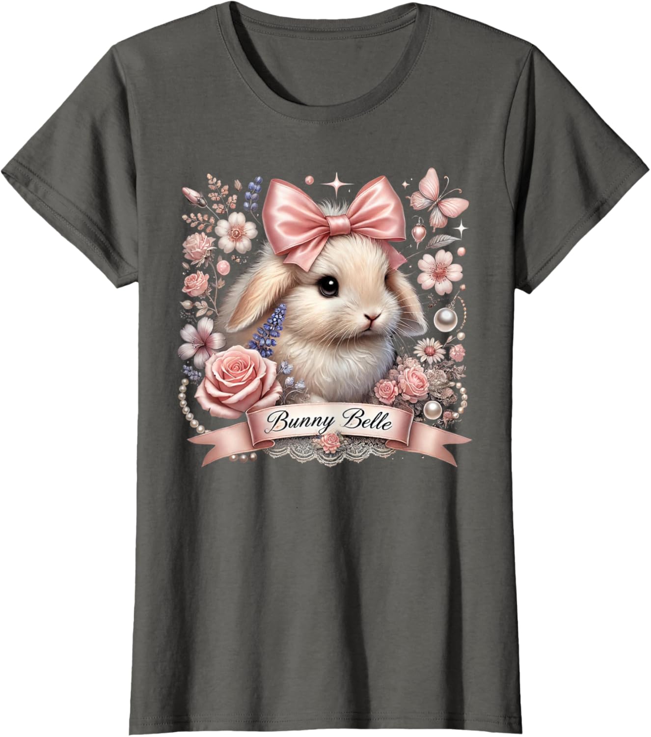 Bunny Belle Coquette Easter Cute Pink Bow Bunny Aesthetic T-Shirt