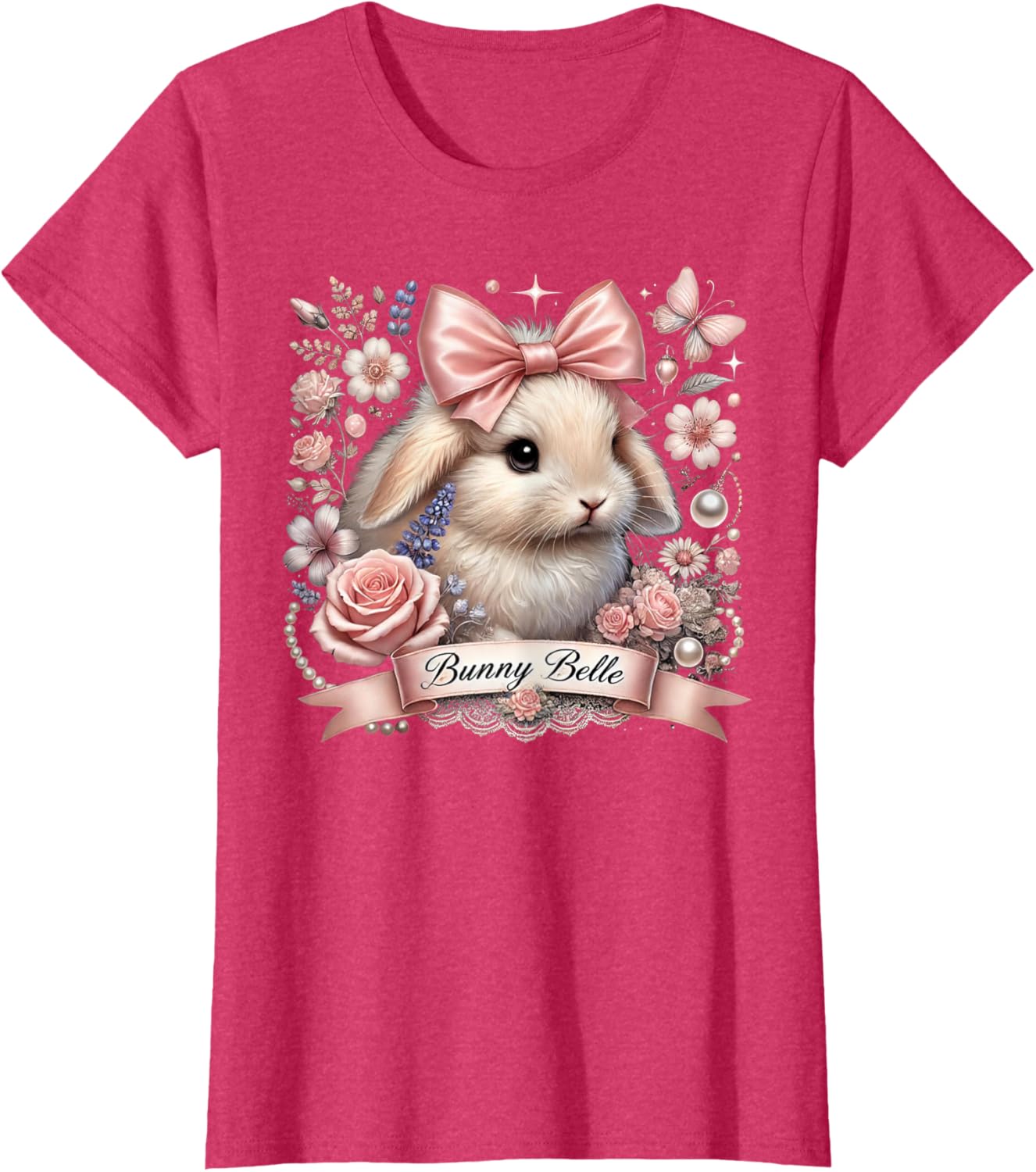 Bunny Belle Coquette Easter Cute Pink Bow Bunny Aesthetic T-Shirt