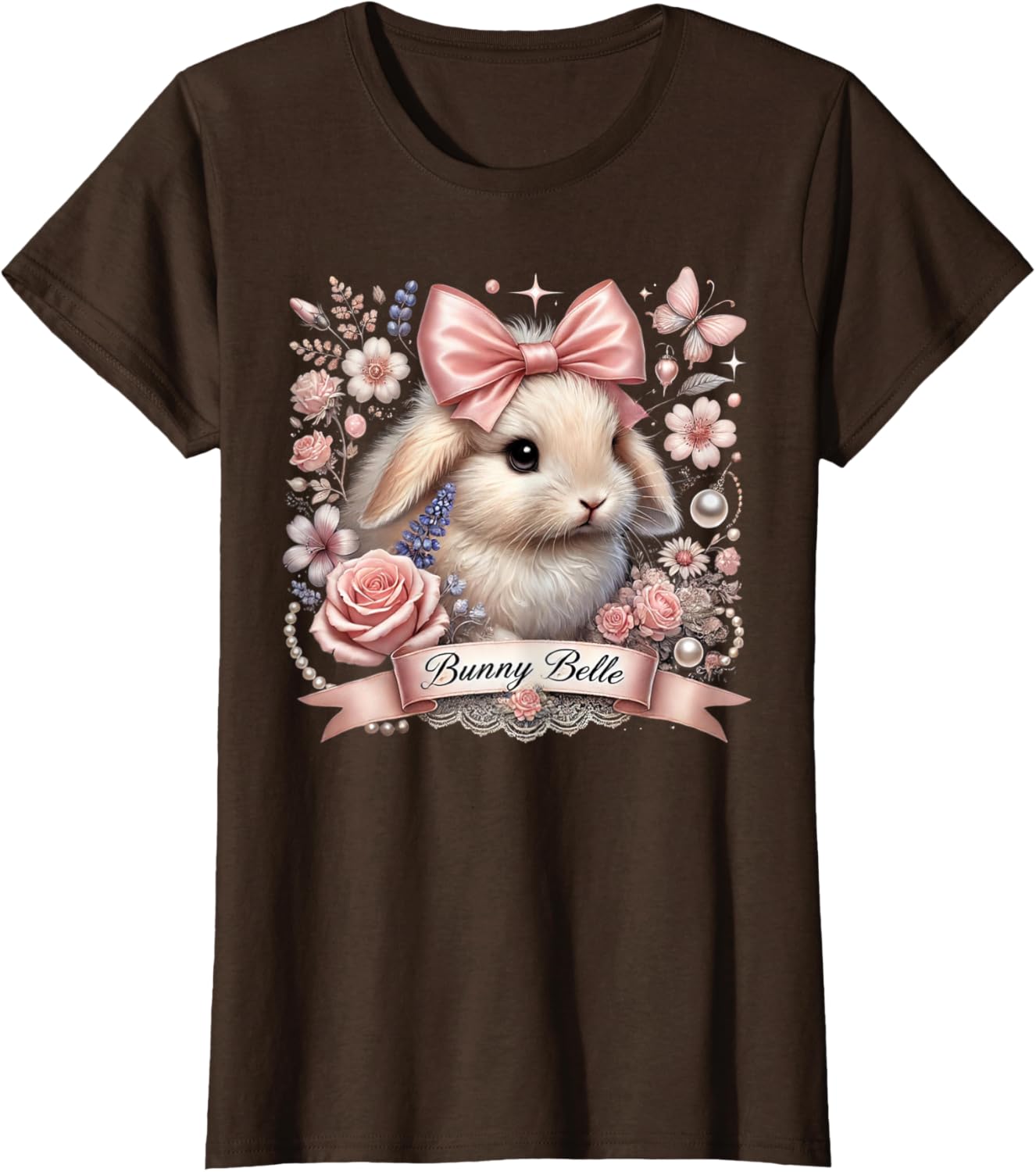 Bunny Belle Coquette Easter Cute Pink Bow Bunny Aesthetic T-Shirt