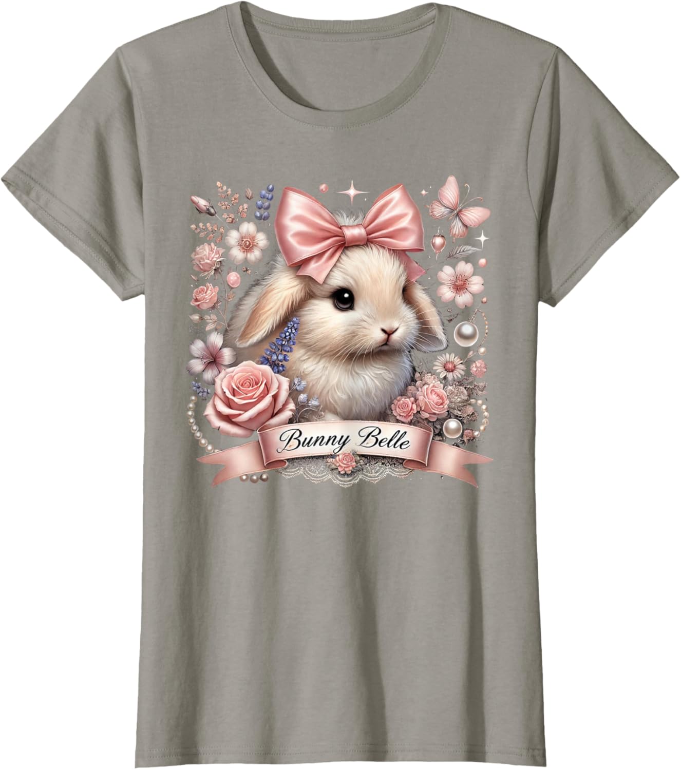 Bunny Belle Coquette Easter Cute Pink Bow Bunny Aesthetic T-Shirt