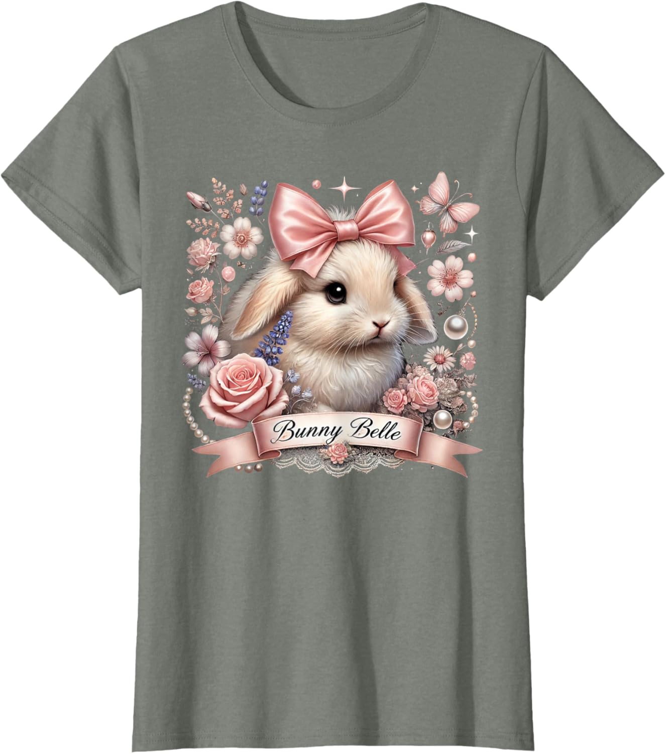 Bunny Belle Coquette Easter Cute Pink Bow Bunny Aesthetic T-Shirt