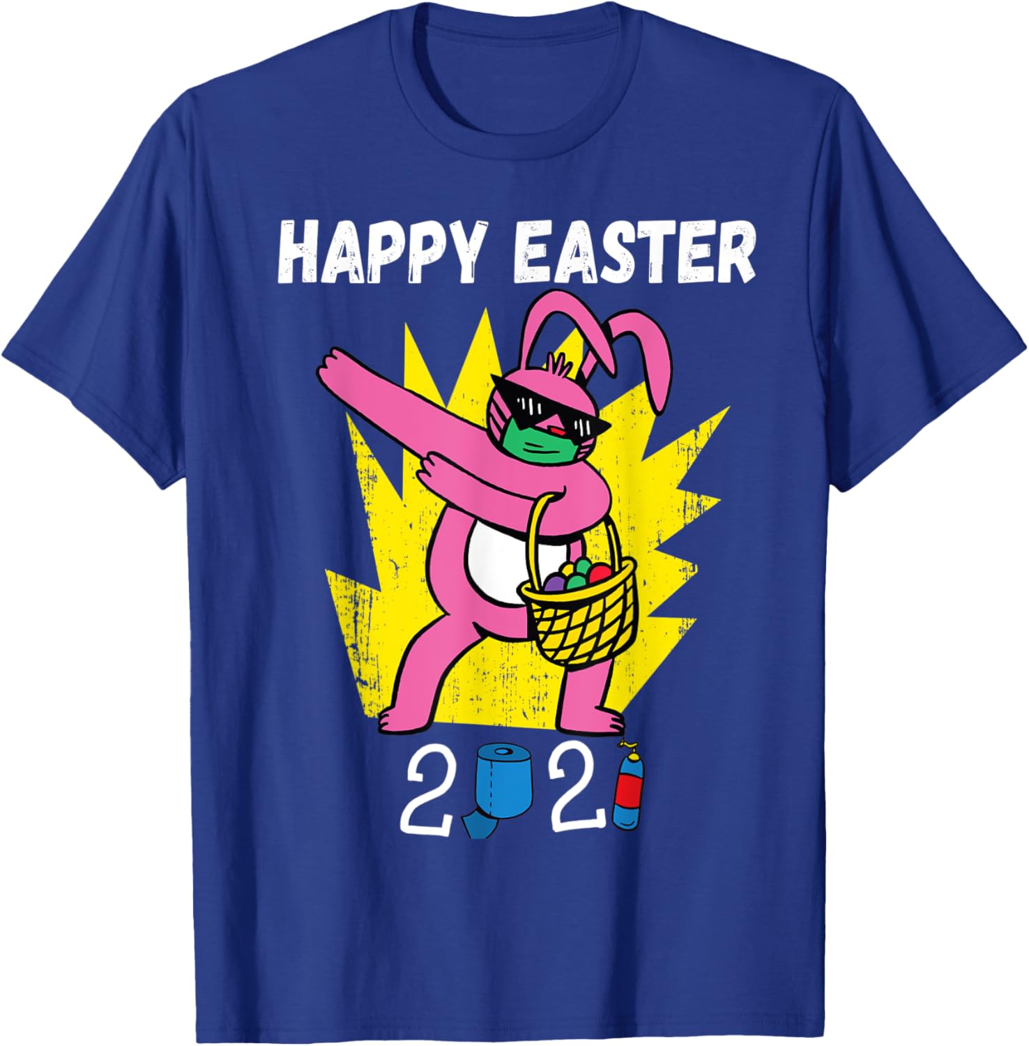 Bunny Dabbing Happy Easter 2021 Bunny Wearing Face Mask Gift T-Shirt