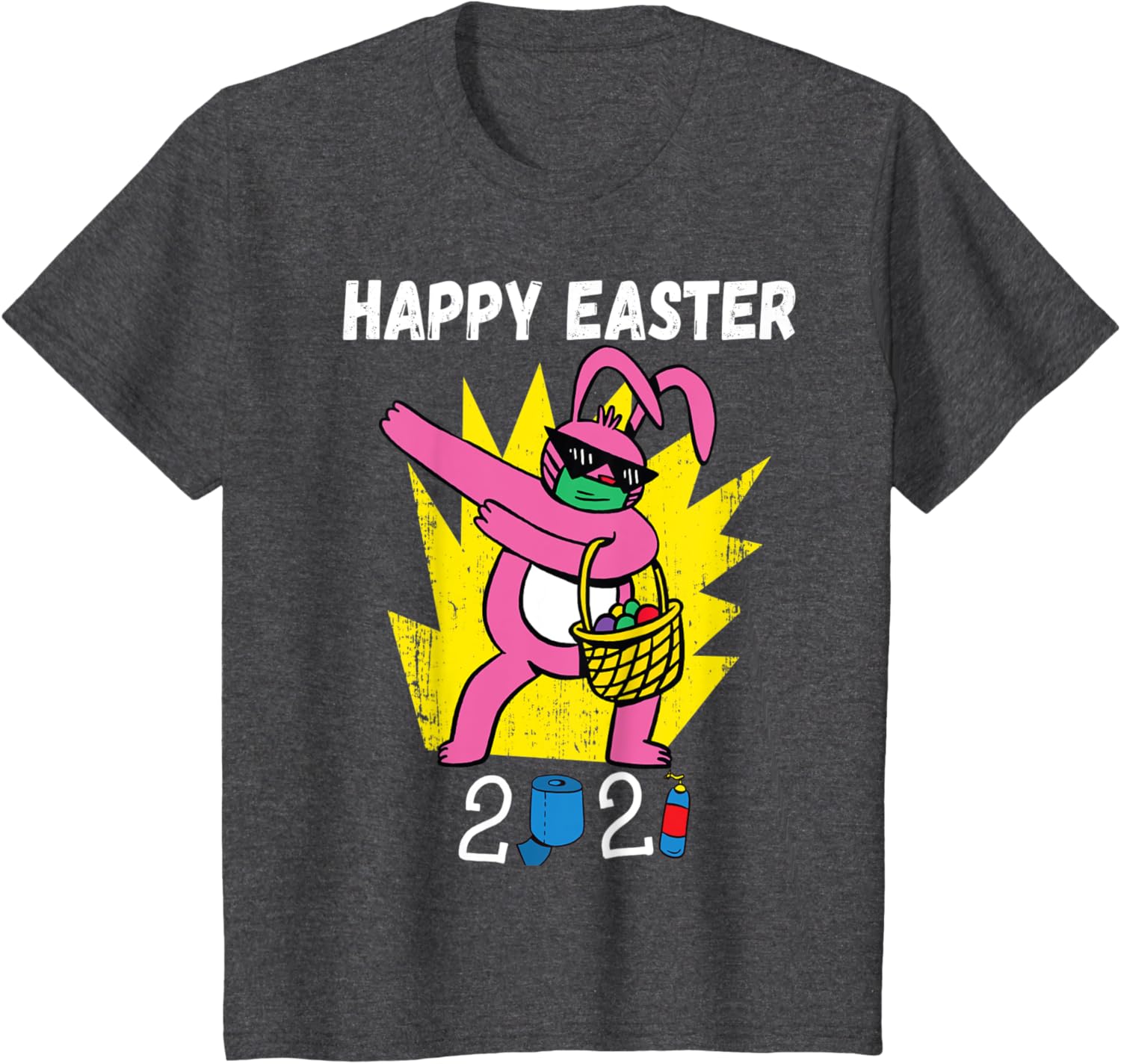 Bunny Dabbing Happy Easter 2021 Bunny Wearing Face Mask Gift T-Shirt