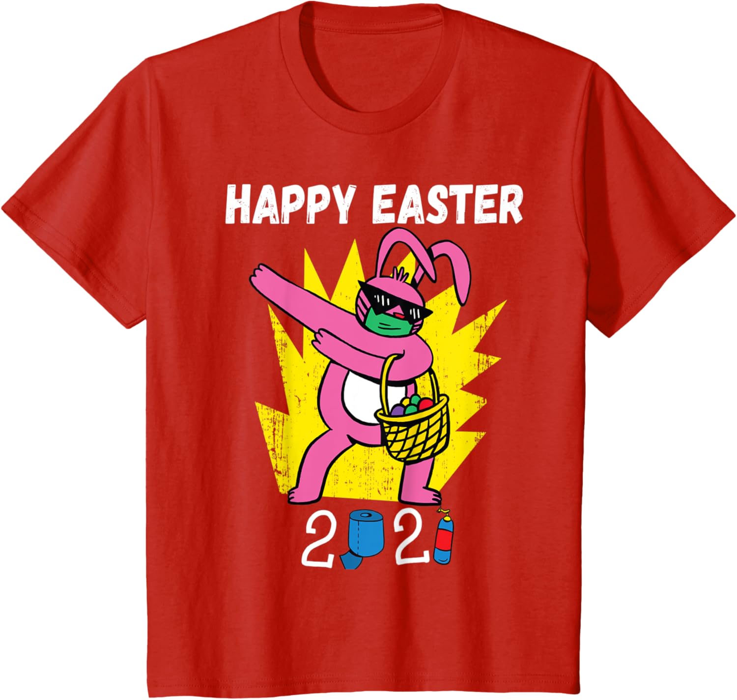 Bunny Dabbing Happy Easter 2021 Bunny Wearing Face Mask Gift T-Shirt