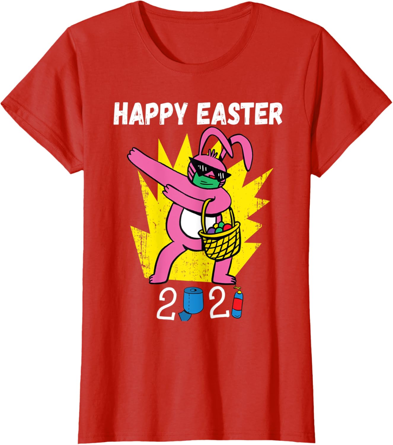 Bunny Dabbing Happy Easter 2021 Bunny Wearing Face Mask Gift T-Shirt