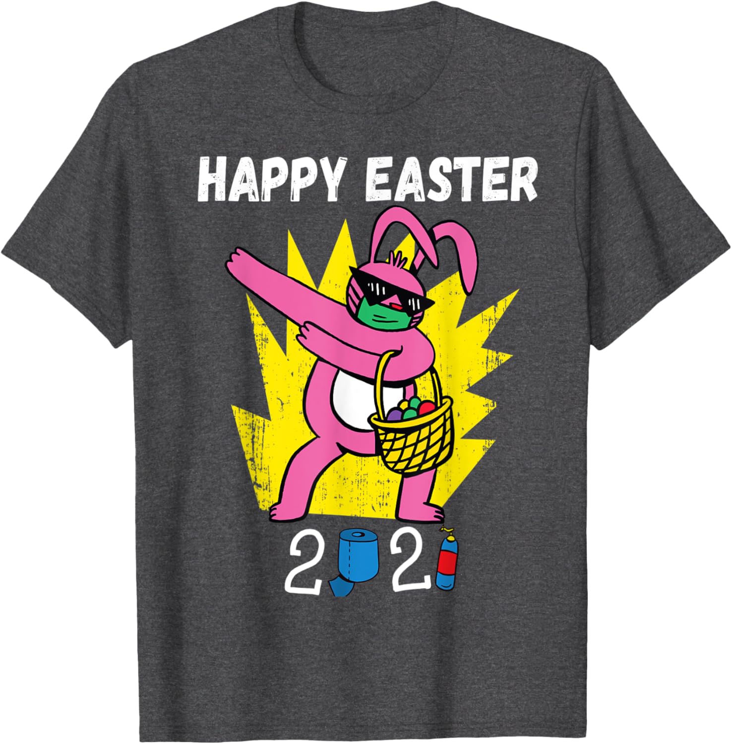 Bunny Dabbing Happy Easter 2021 Bunny Wearing Face Mask Gift T-Shirt