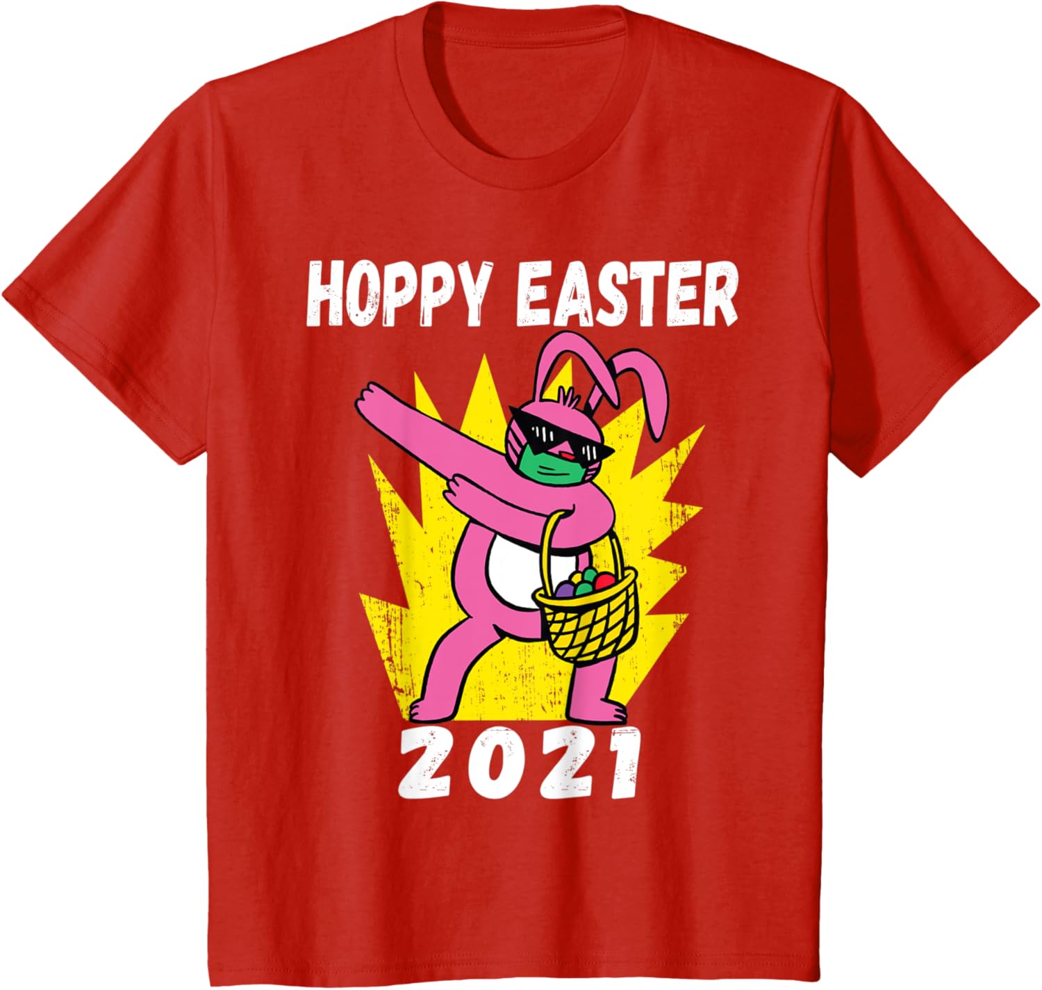 Bunny Dabbing Hoppy Easter 2021 Bunny Wearing Face Mask Gift T-Shirt