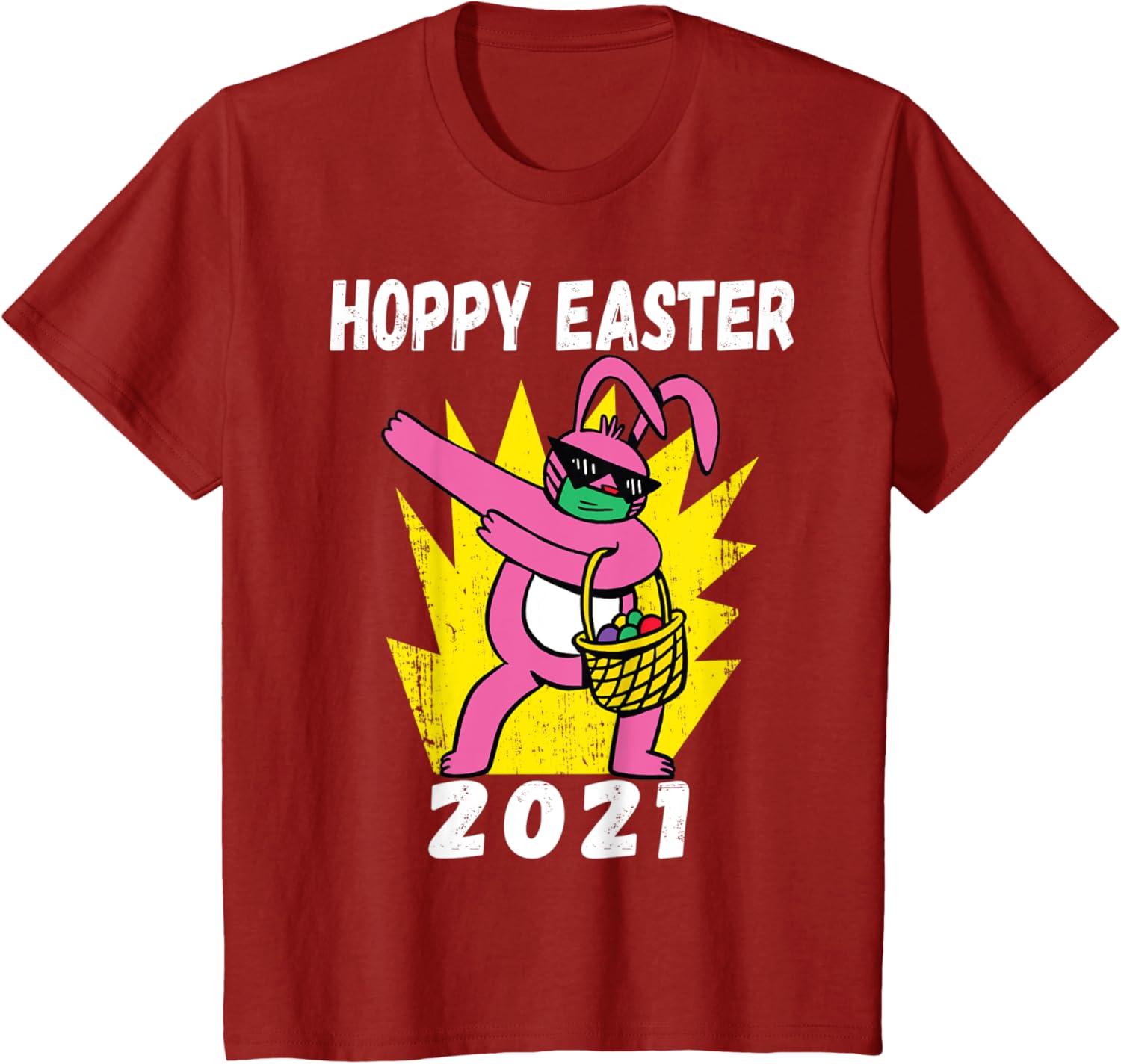 Bunny Dabbing Hoppy Easter 2021 Bunny Wearing Face Mask Gift T-Shirt