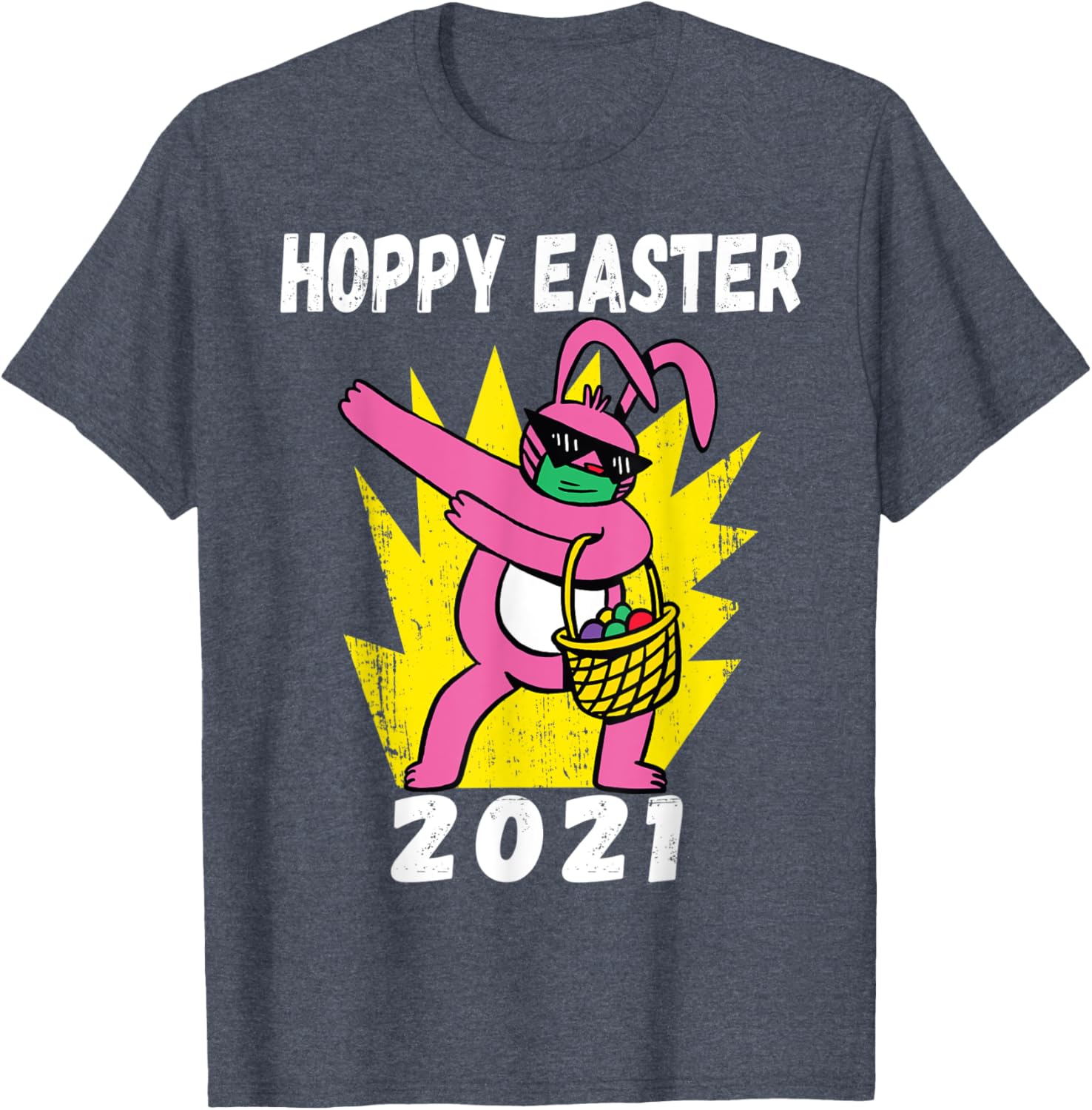 Bunny Dabbing Hoppy Easter 2021 Bunny Wearing Face Mask Gift T-Shirt