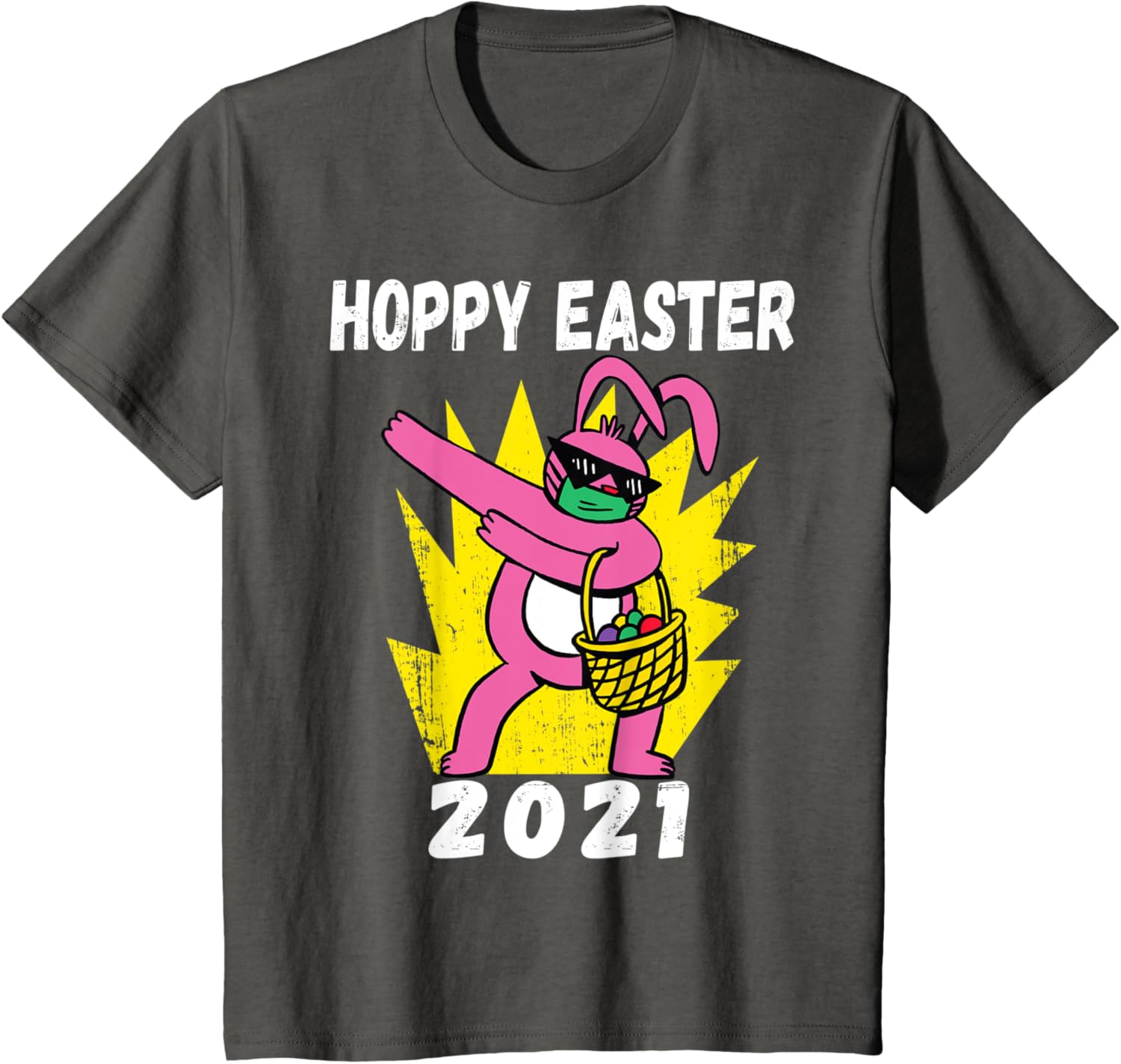 Bunny Dabbing Hoppy Easter 2021 Bunny Wearing Face Mask Gift T-Shirt