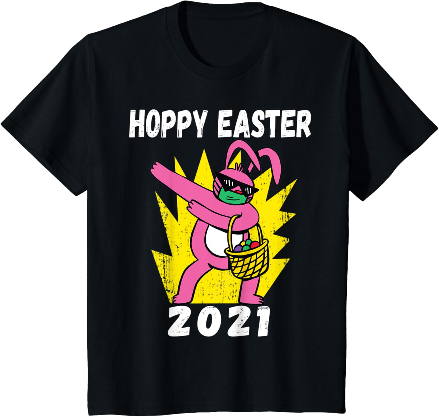 Bunny Dabbing Hoppy Easter 2021 Bunny Wearing Face Mask Gift T-Shirt