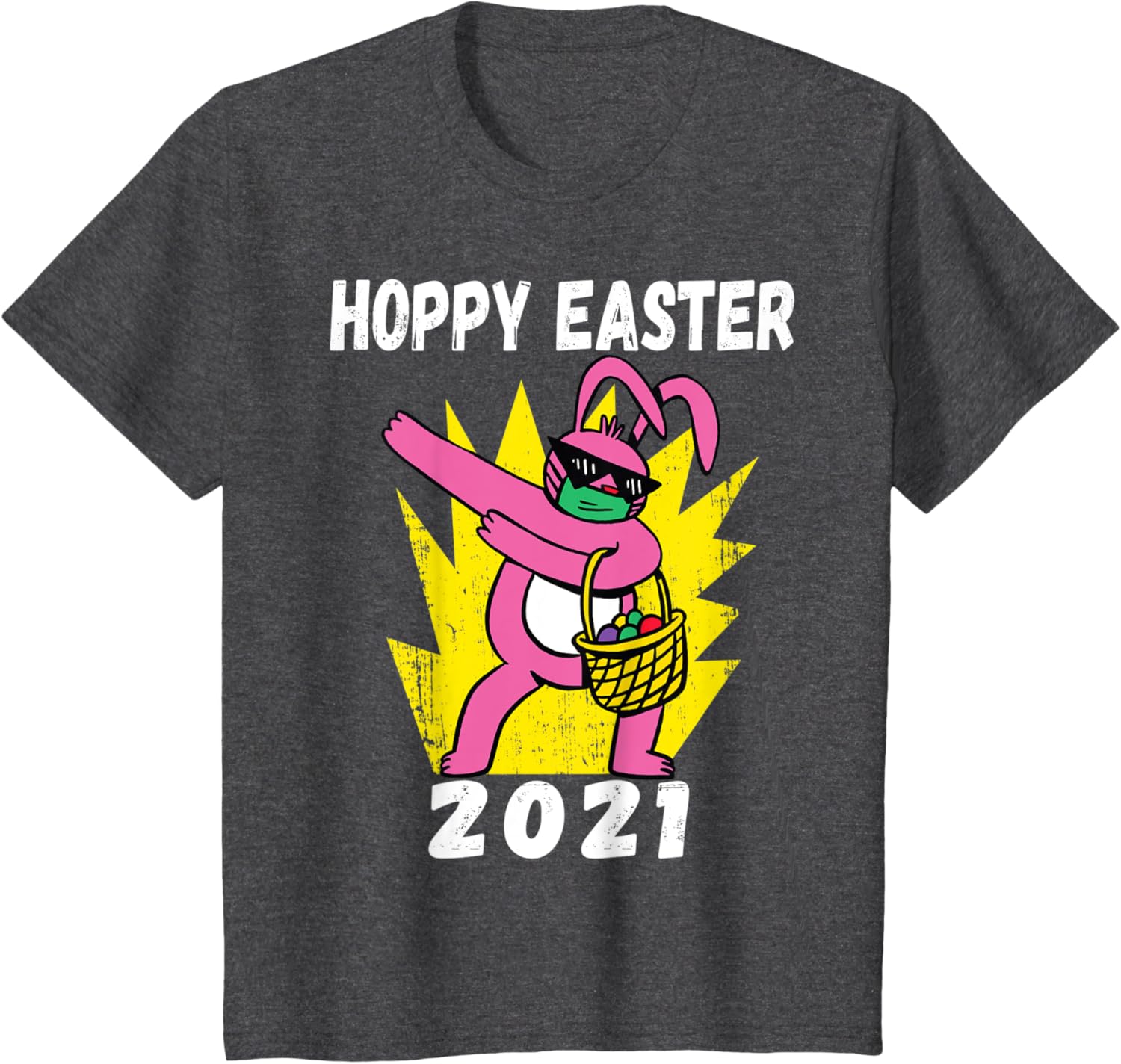 Bunny Dabbing Hoppy Easter 2021 Bunny Wearing Face Mask Gift T-Shirt