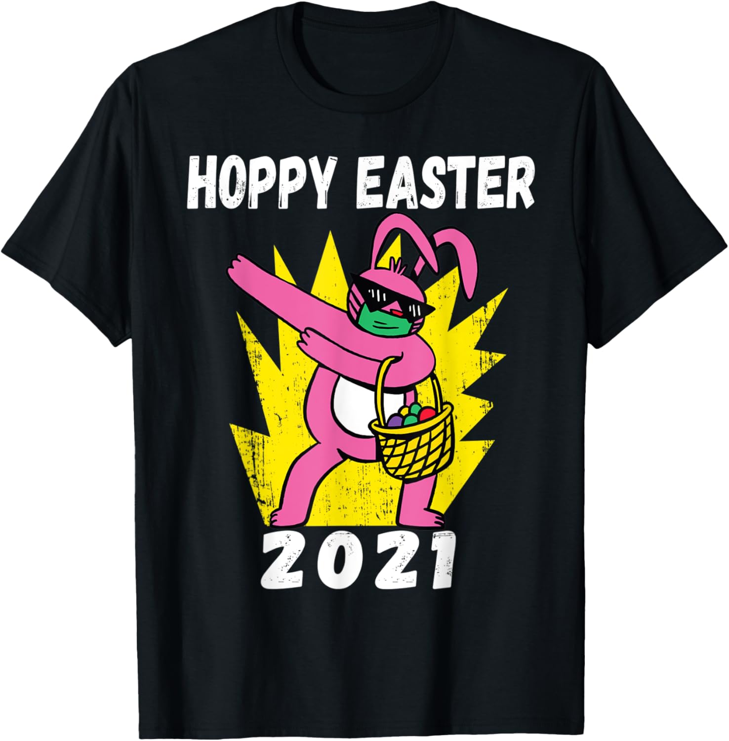 Bunny Dabbing Hoppy Easter 2021 Bunny Wearing Face Mask Gift T-Shirt