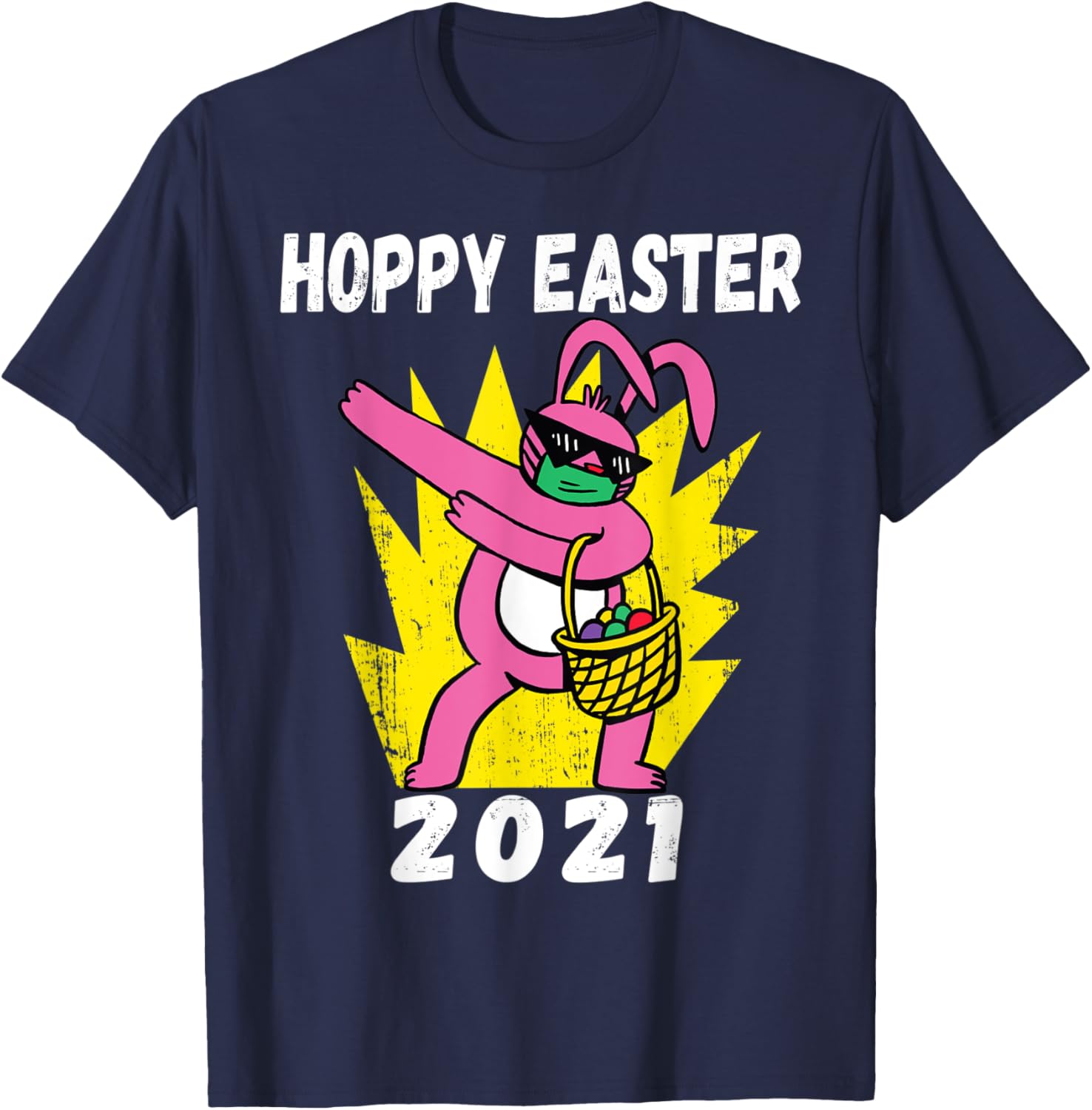 Bunny Dabbing Hoppy Easter 2021 Bunny Wearing Face Mask Gift T-Shirt