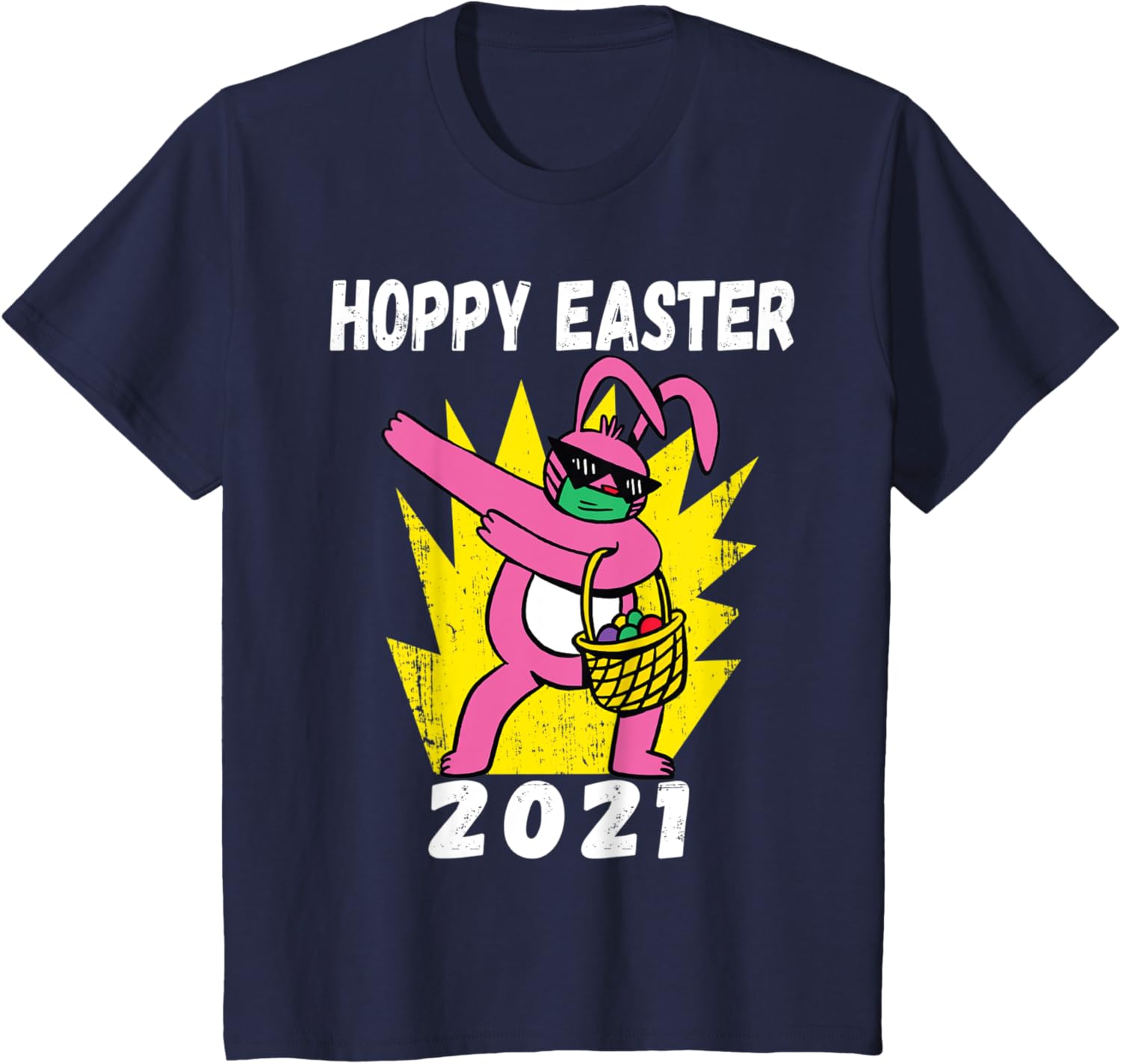 Bunny Dabbing Hoppy Easter 2021 Bunny Wearing Face Mask Gift T-Shirt