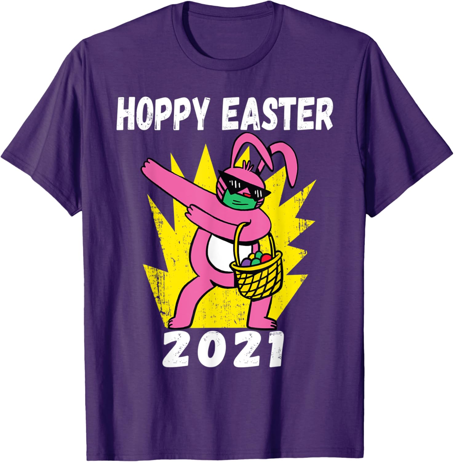 Bunny Dabbing Hoppy Easter 2021 Bunny Wearing Face Mask Gift T-Shirt