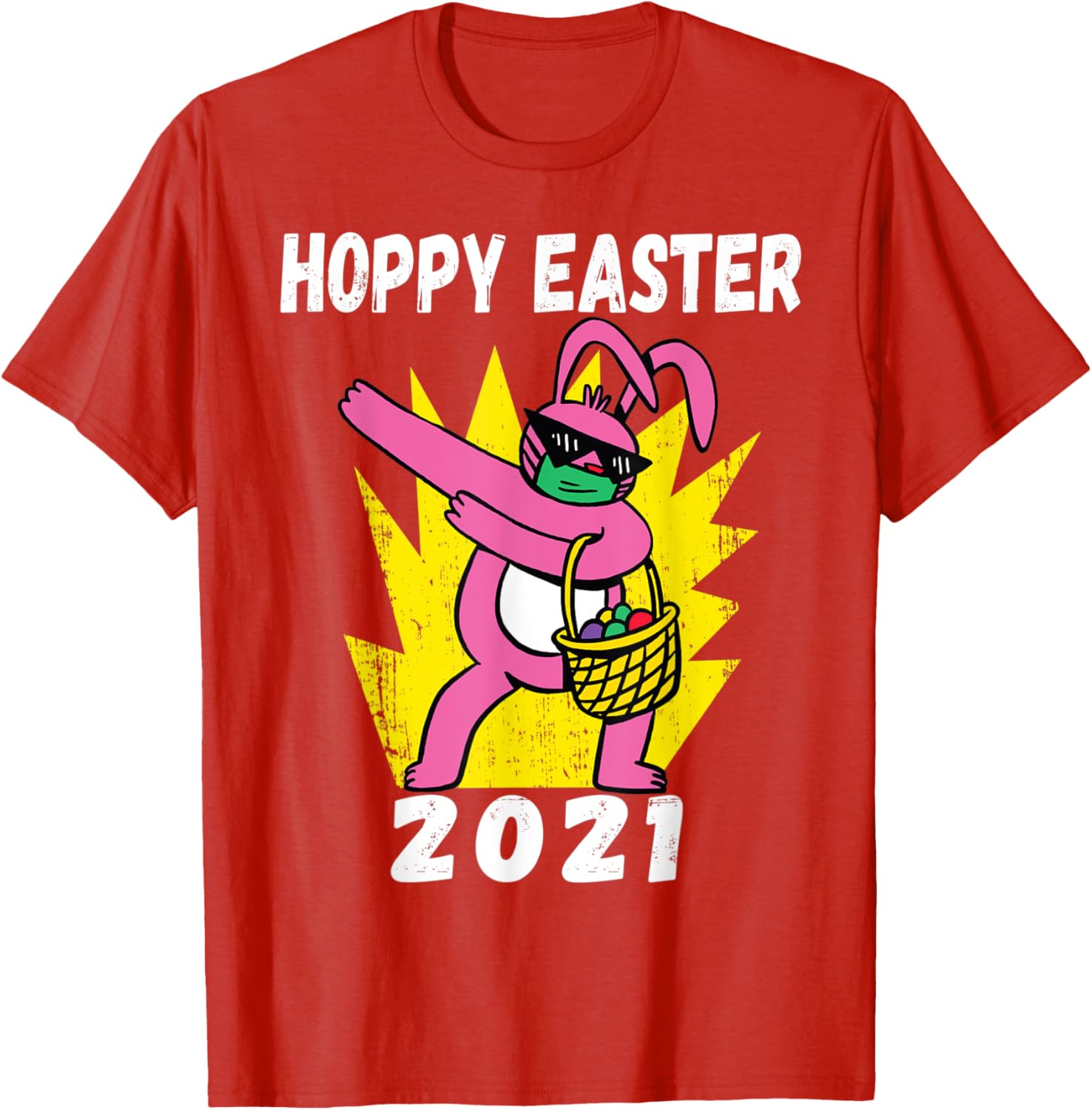 Bunny Dabbing Hoppy Easter 2021 Bunny Wearing Face Mask Gift T-Shirt