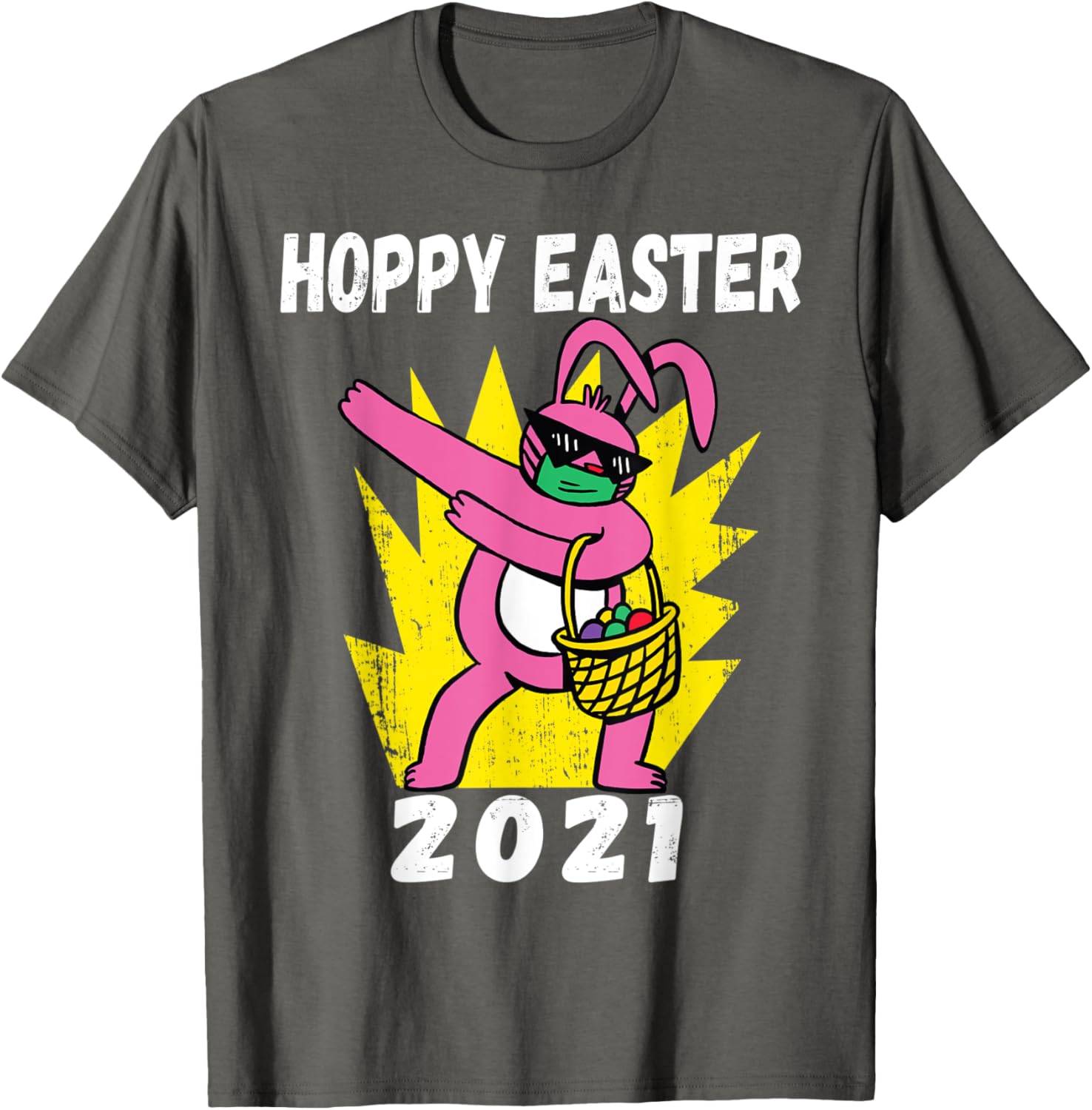 Bunny Dabbing Hoppy Easter 2021 Bunny Wearing Face Mask Gift T-Shirt