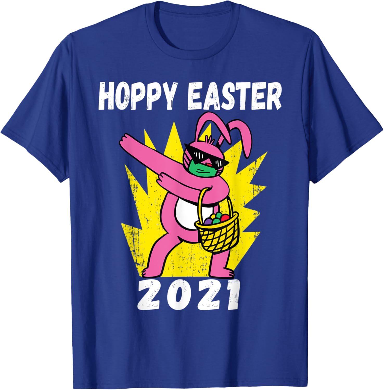 Bunny Dabbing Hoppy Easter 2021 Bunny Wearing Face Mask Gift T-Shirt