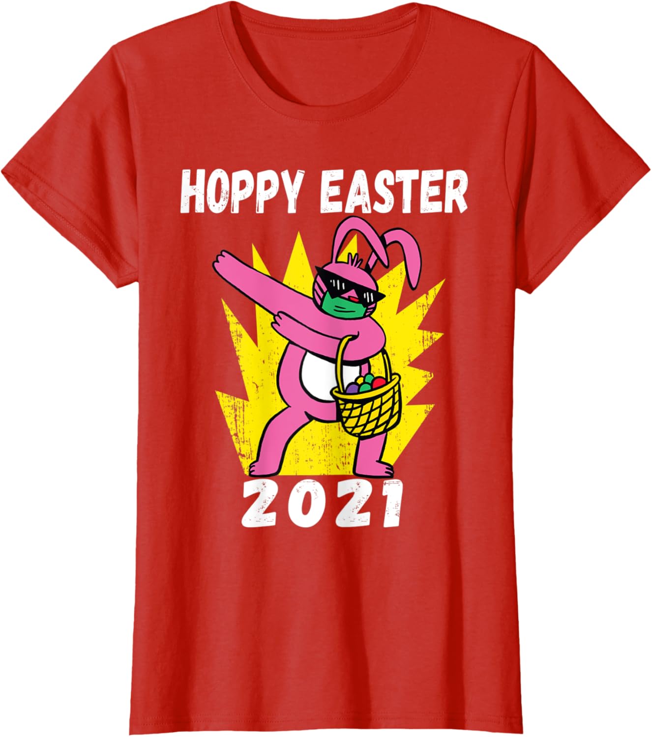 Bunny Dabbing Hoppy Easter 2021 Bunny Wearing Face Mask Gift T-Shirt