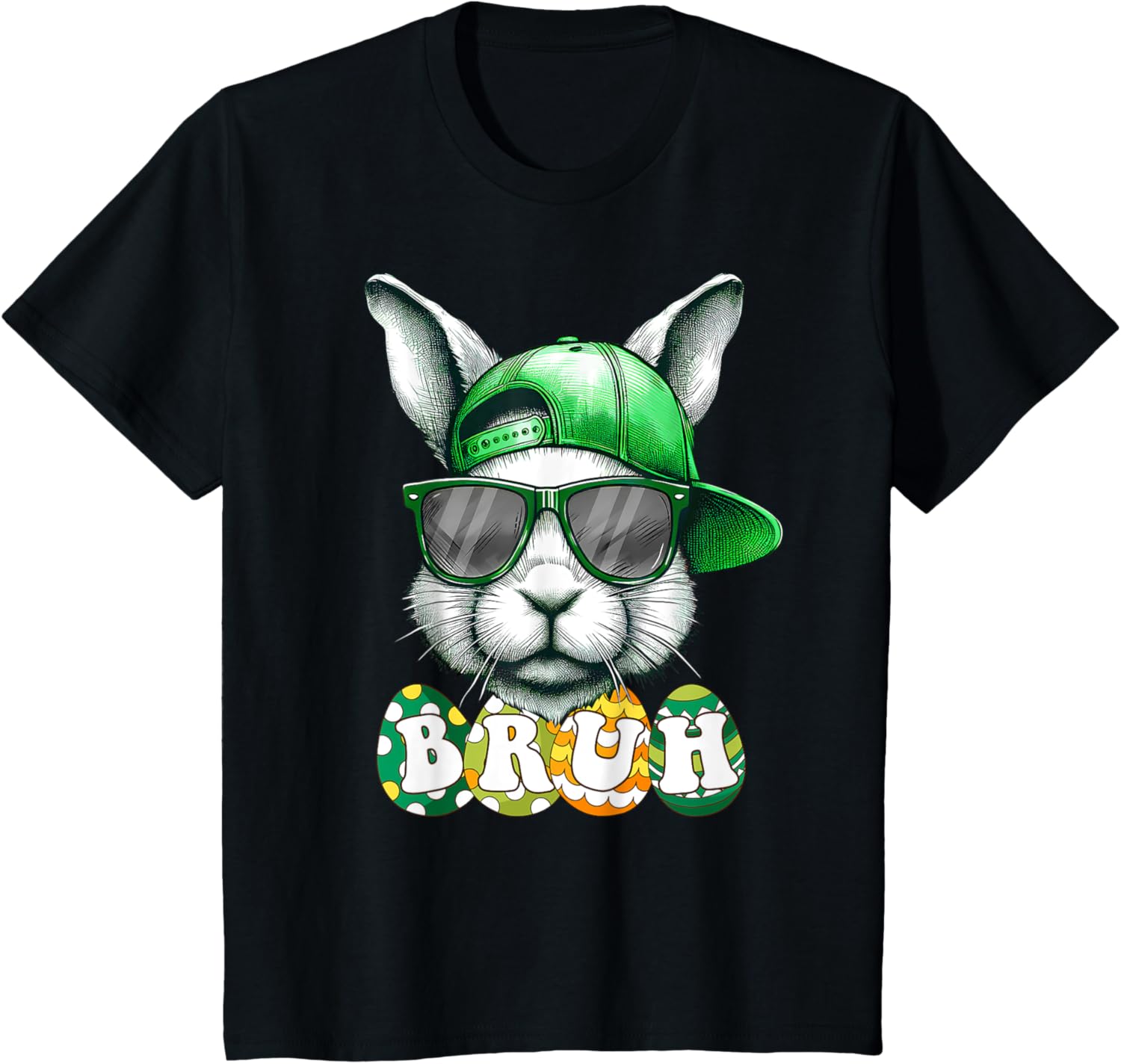 Bunny Face Bruh Meme Funny Saying Bro Greeting Easter Boys T-Shirt