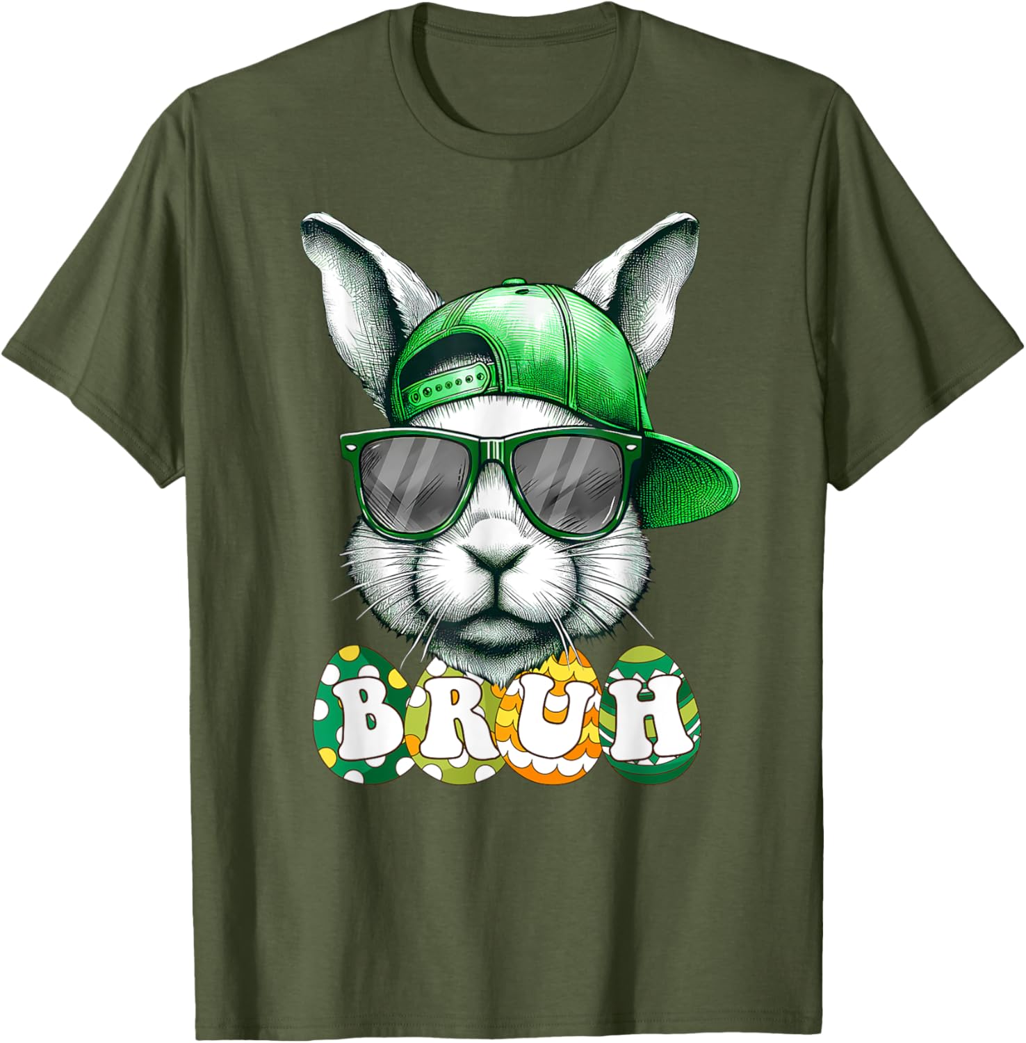 Bunny Face Bruh Meme Funny Saying Bro Greeting Easter Boys T-Shirt