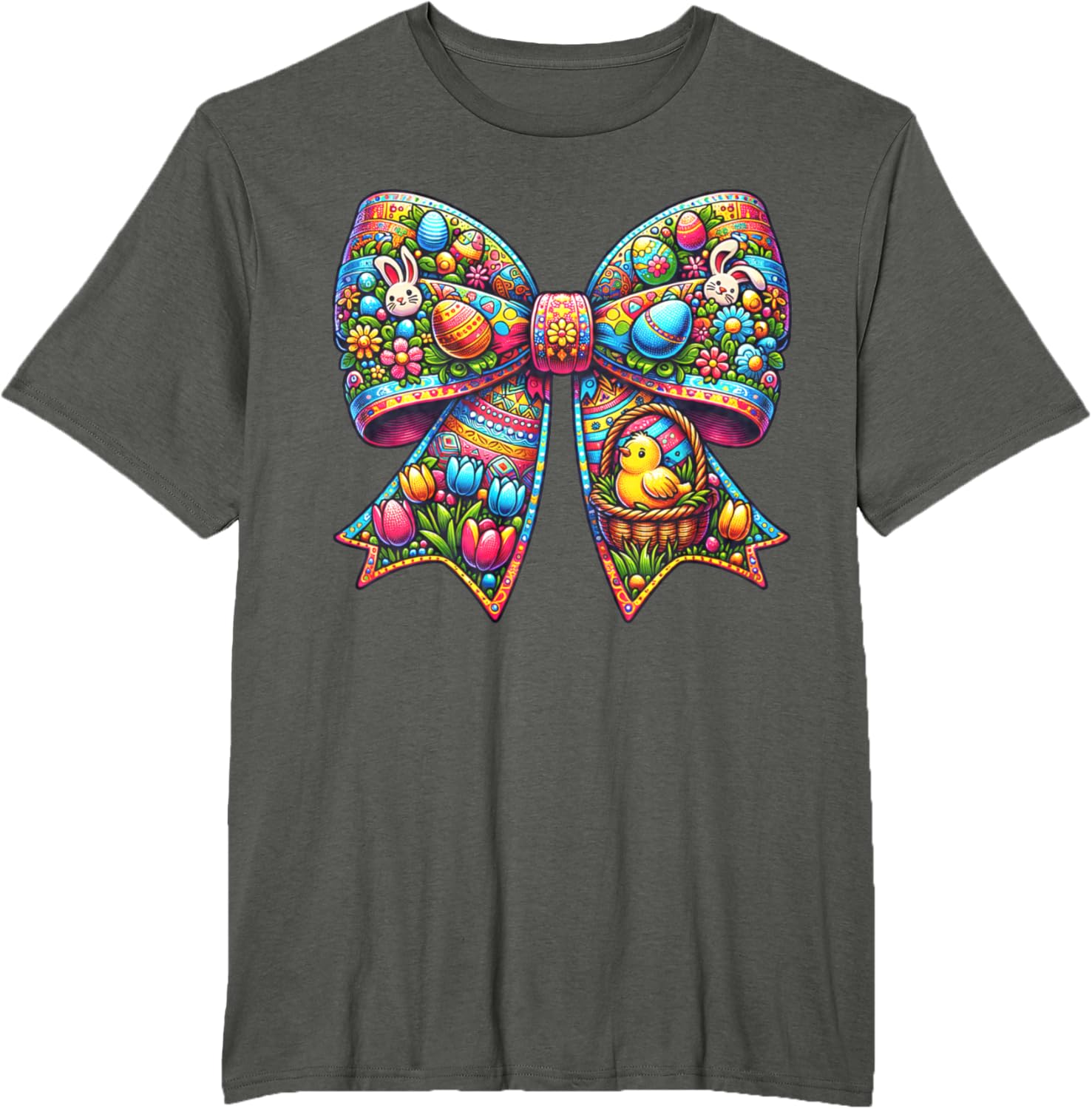 Bunny Face Coquette Bow Easter Day Tees Women Girls Kids T-Shirt