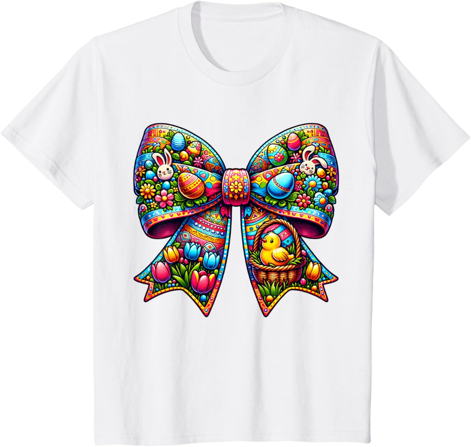 Bunny Face Coquette Bow Easter Day Tees Women Girls Kids T-Shirt