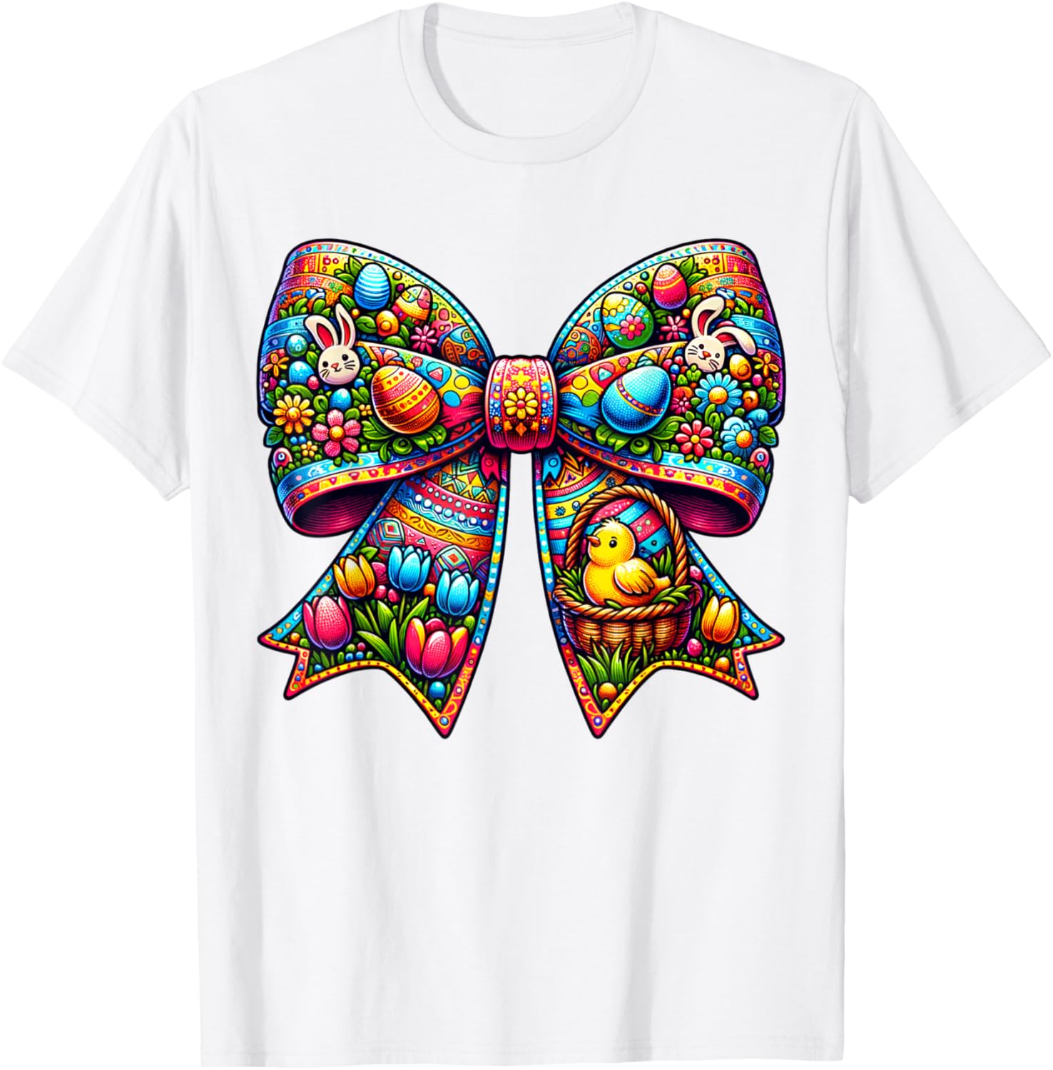 Bunny Face Coquette Bow Easter Day Tees Women Girls Kids T-Shirt