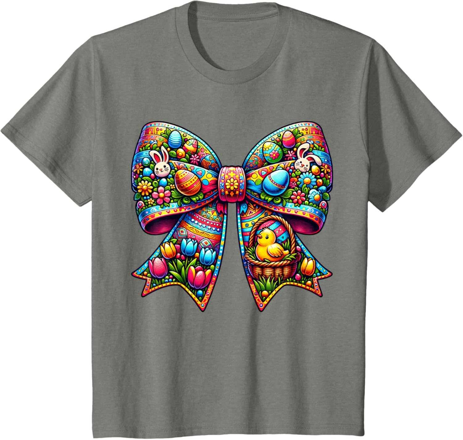 Bunny Face Coquette Bow Easter Day Tees Women Girls Kids T-Shirt