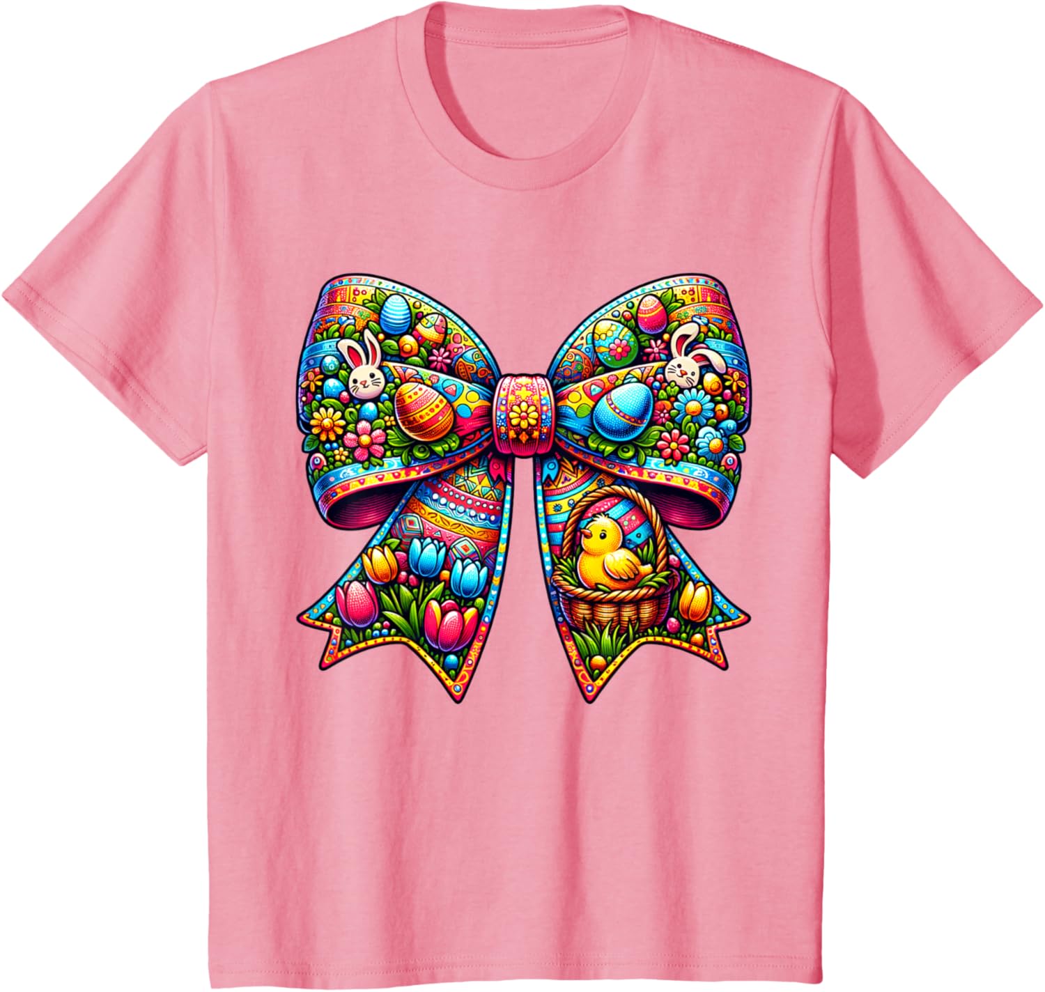 Bunny Face Coquette Bow Easter Day Tees Women Girls Kids T-Shirt