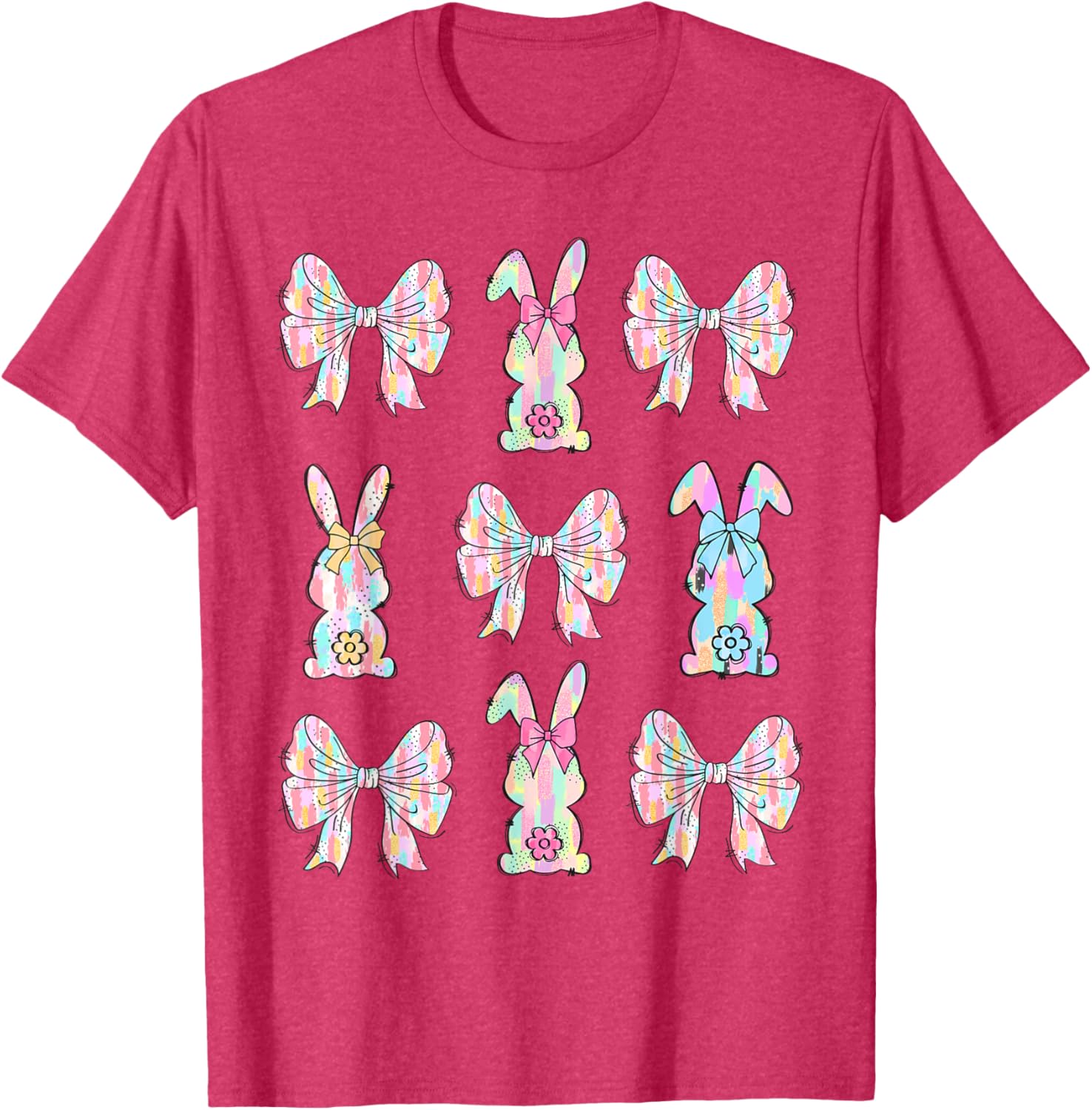 Bunny Face Rabbit Coquette Bow Easter Day Women Girl Family T-Shirt