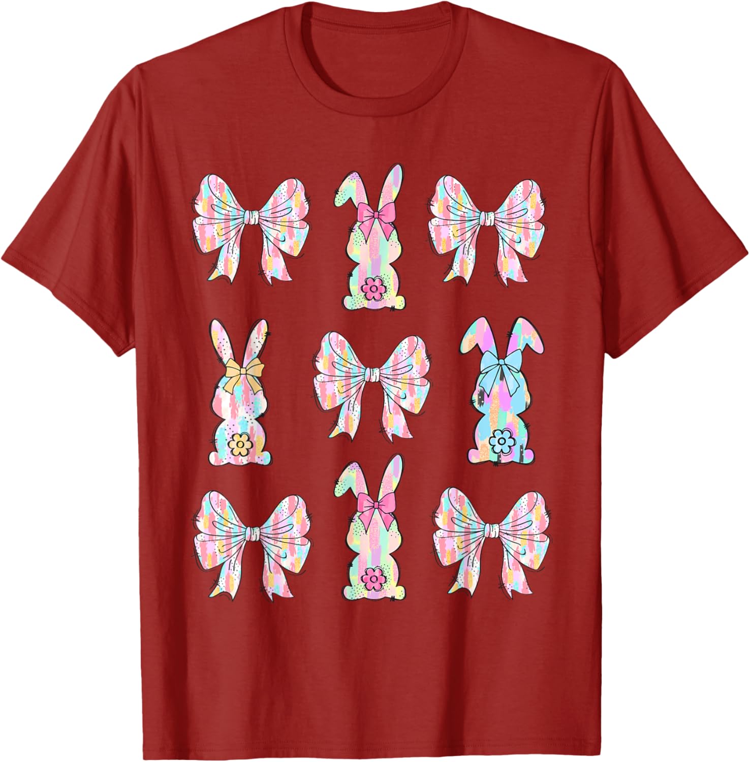 Bunny Face Rabbit Coquette Bow Easter Day Women Girl Family T-Shirt