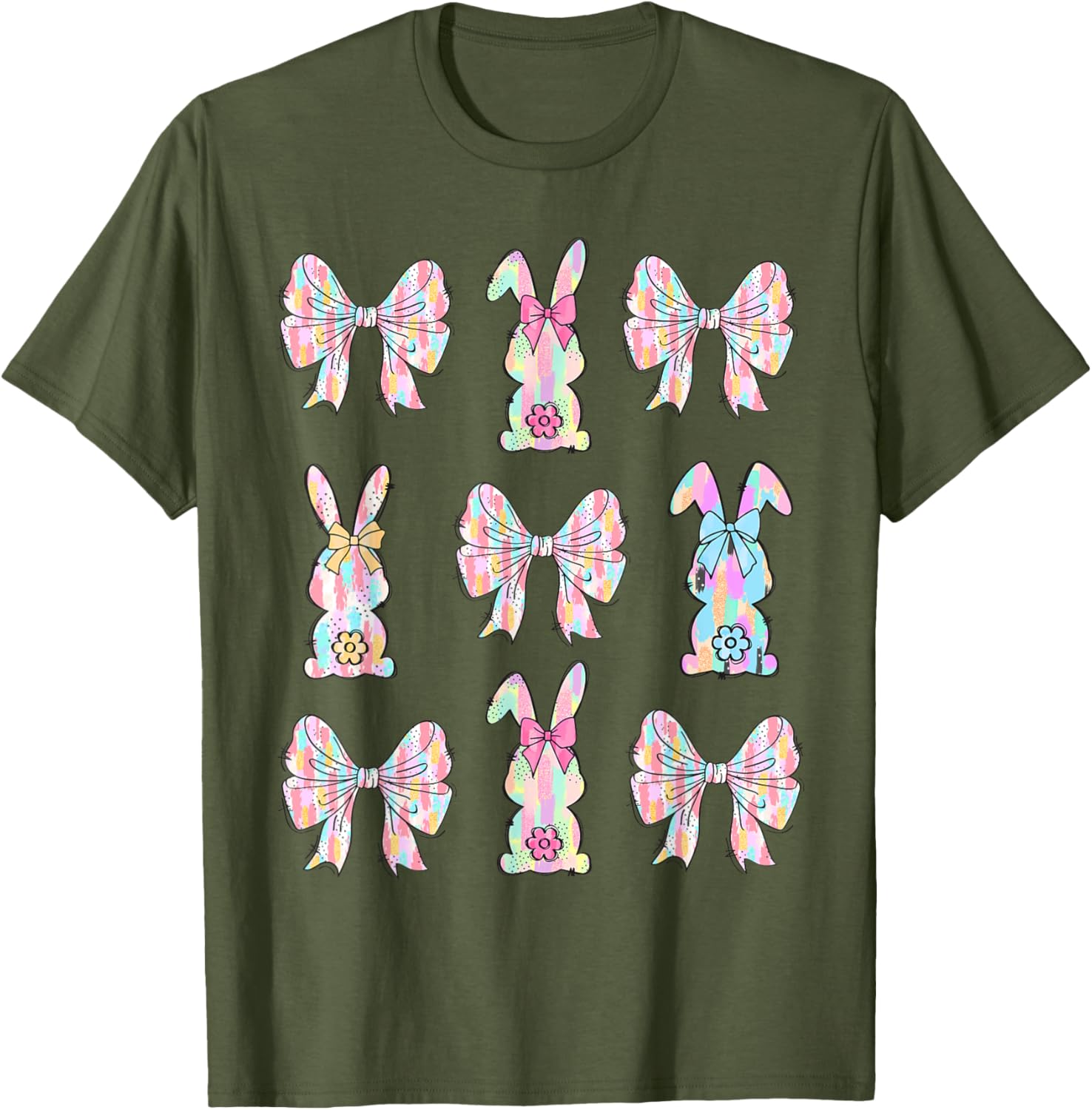 Bunny Face Rabbit Coquette Bow Easter Day Women Girl Family T-Shirt