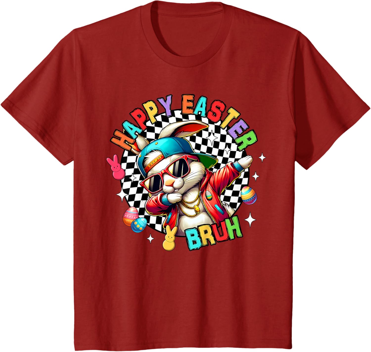 Bunny Rabbit Easter Happy Easter Bruh Mens Boys Kids T-Shirt