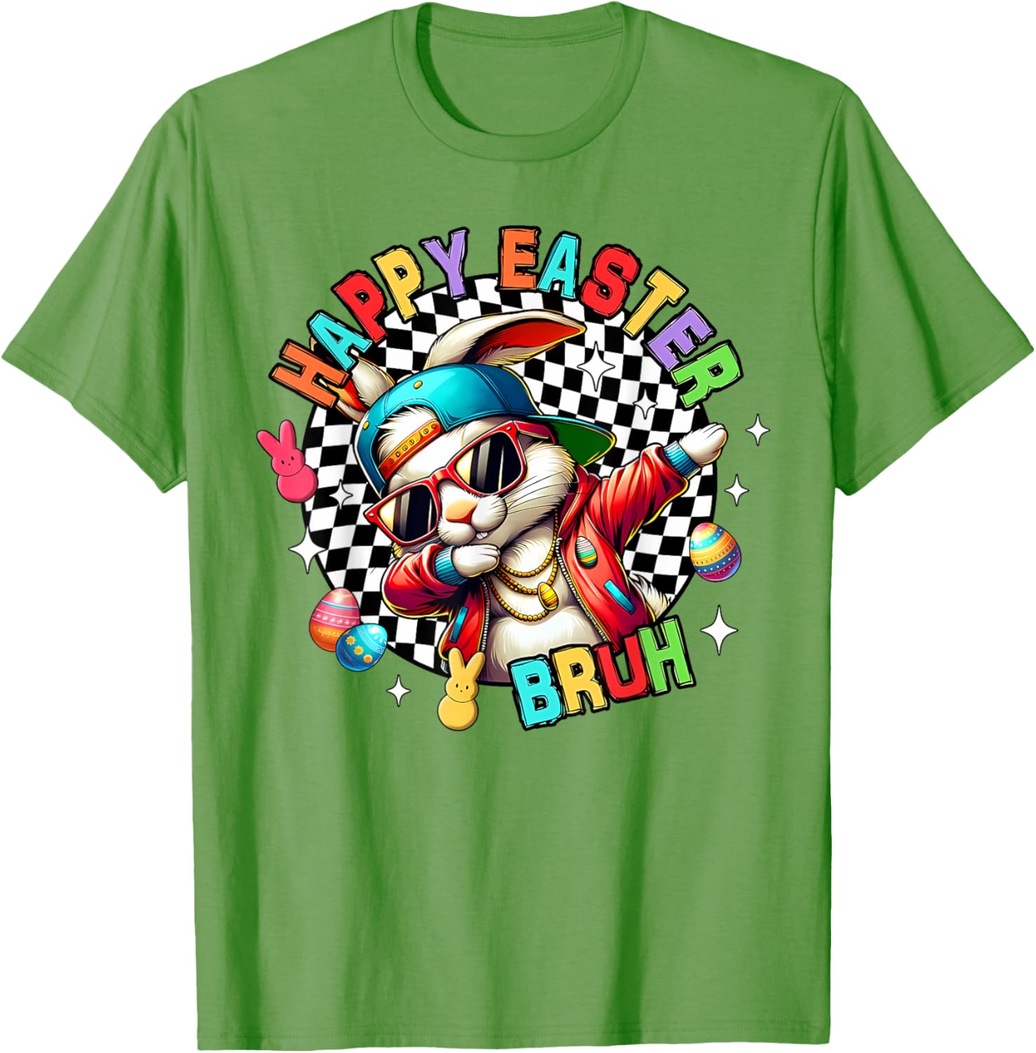 Bunny Rabbit Easter Happy Easter Bruh Mens Boys Kids T-Shirt