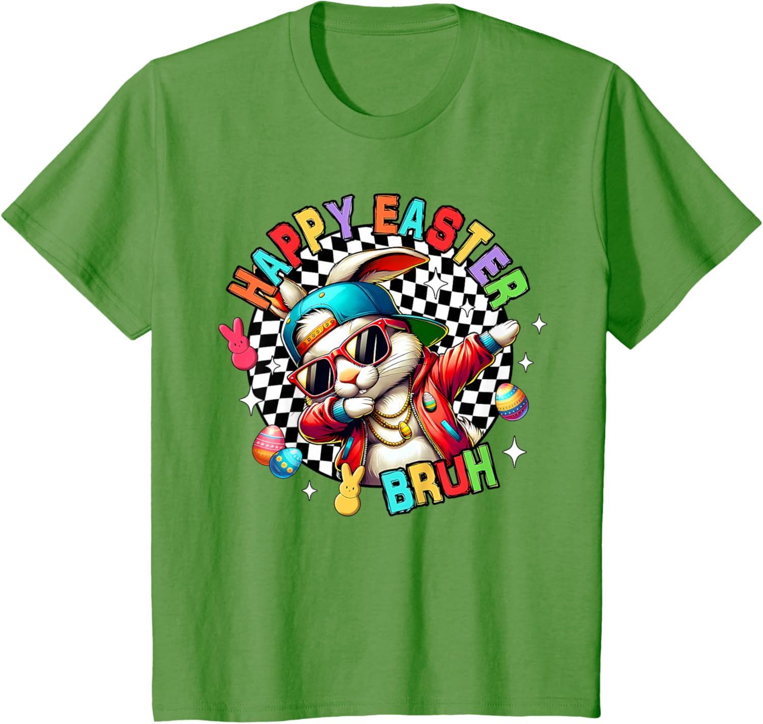 Bunny Rabbit Easter Happy Easter Bruh Mens Boys Kids T-Shirt