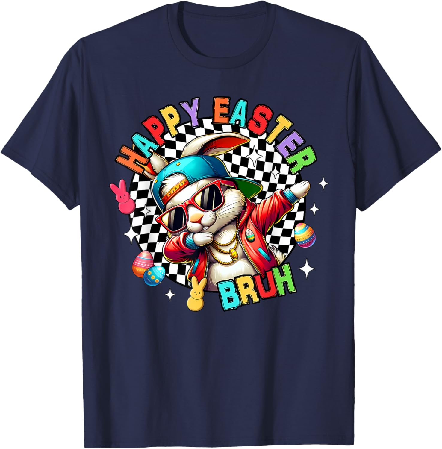 Bunny Rabbit Easter Happy Easter Bruh Mens Boys Kids T-Shirt