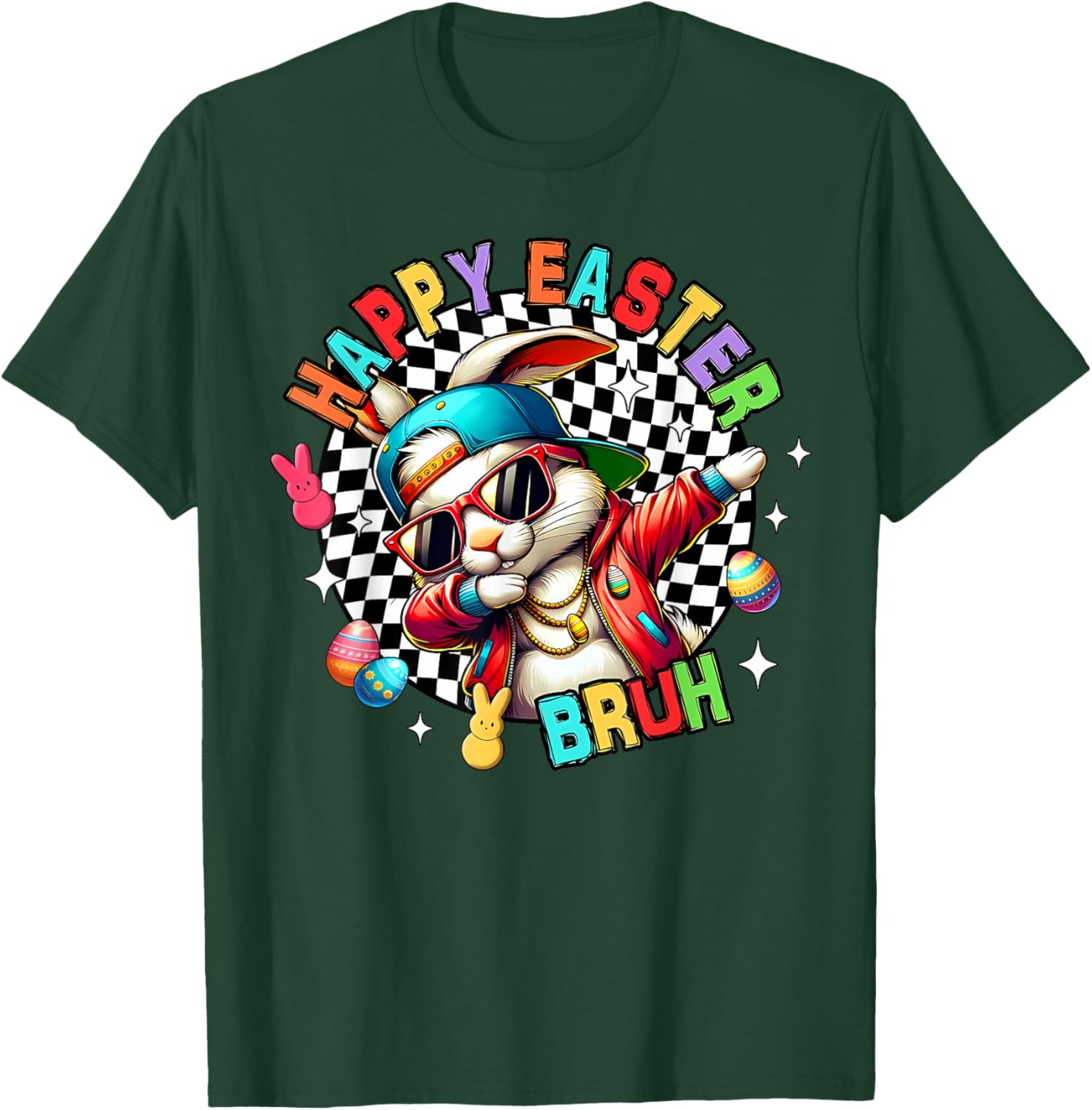 Bunny Rabbit Easter Happy Easter Bruh Mens Boys Kids T-Shirt