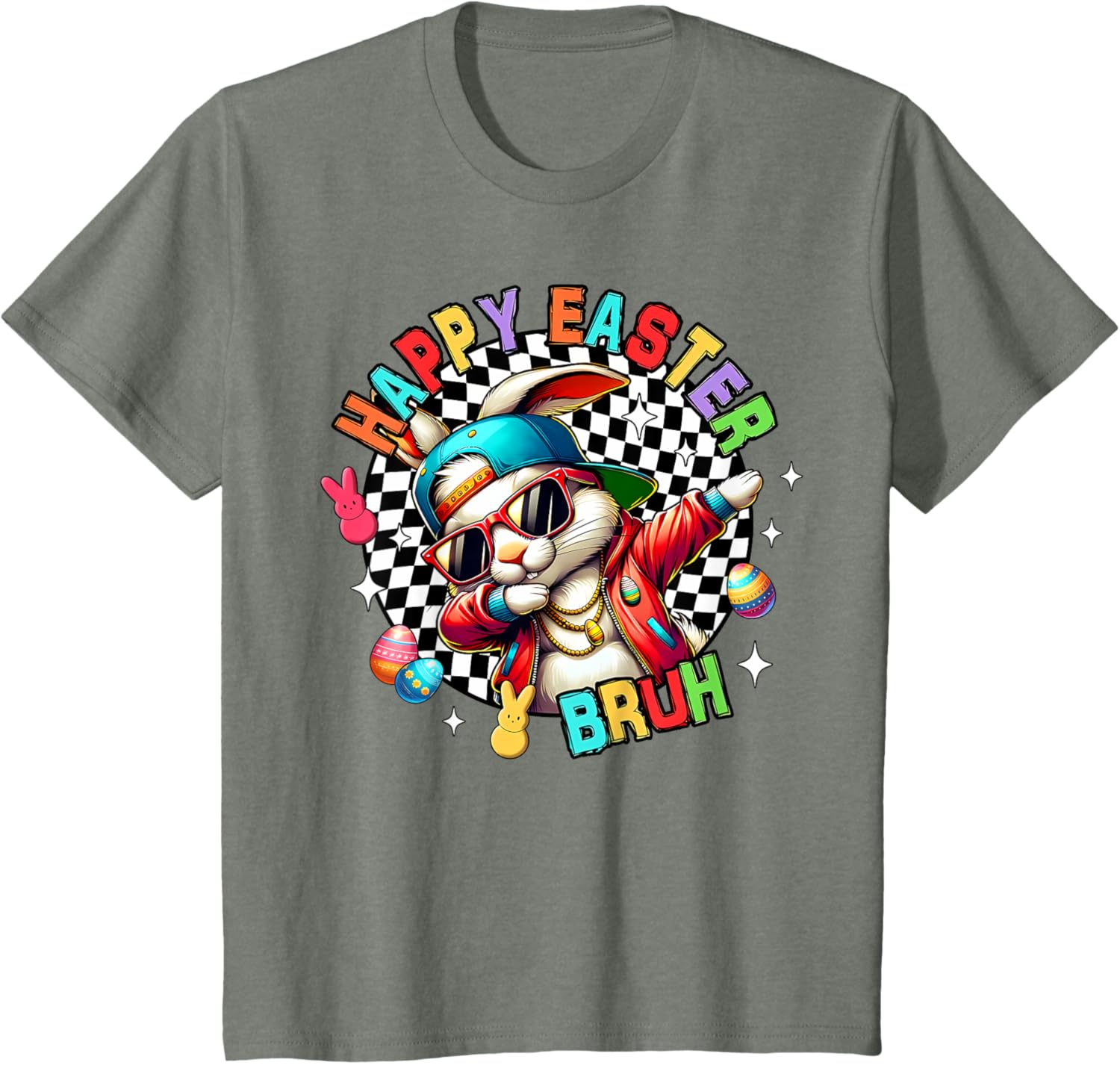 Bunny Rabbit Easter Happy Easter Bruh Mens Boys Kids T-Shirt