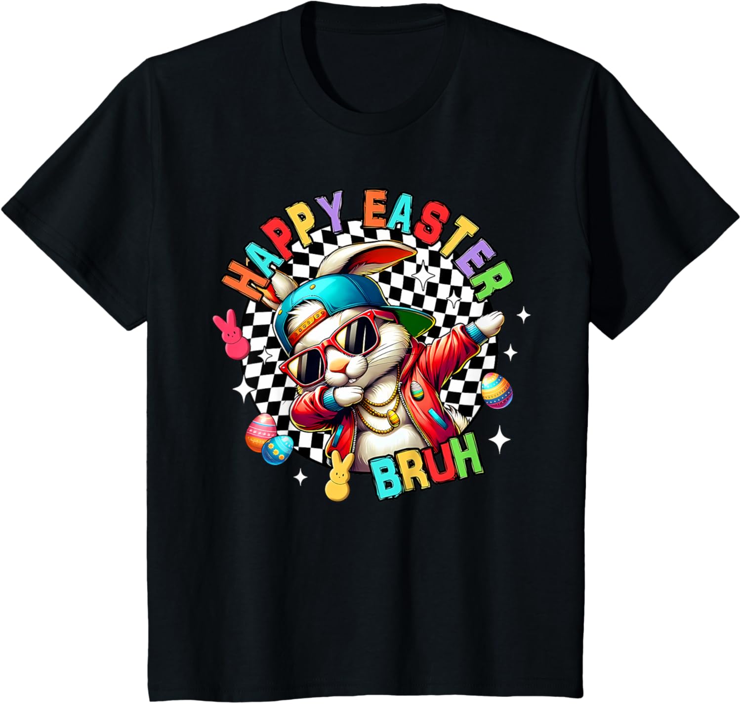 Bunny Rabbit Easter Happy Easter Bruh Mens Boys Kids T-Shirt